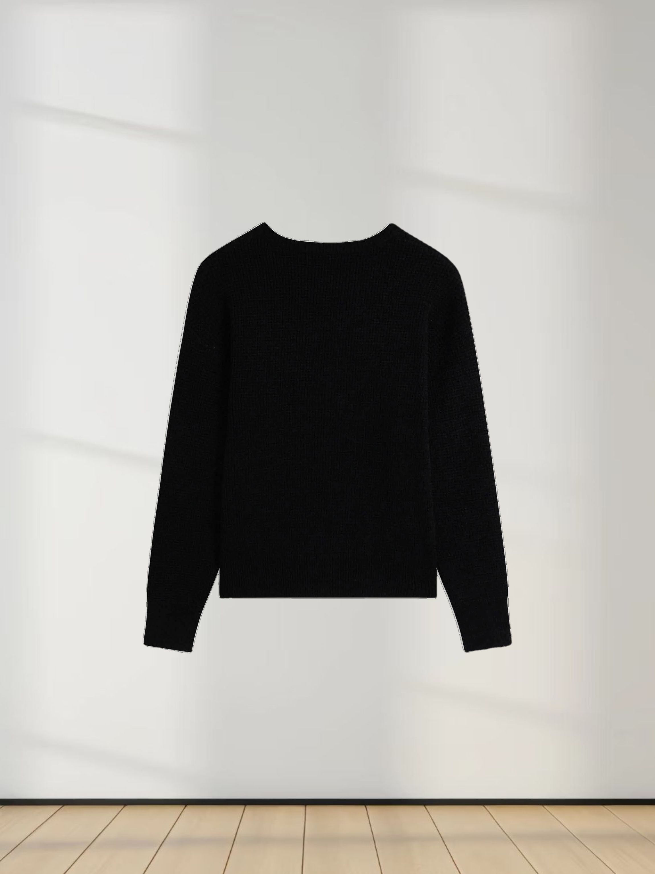 Chenille Waffle Sweater-Black