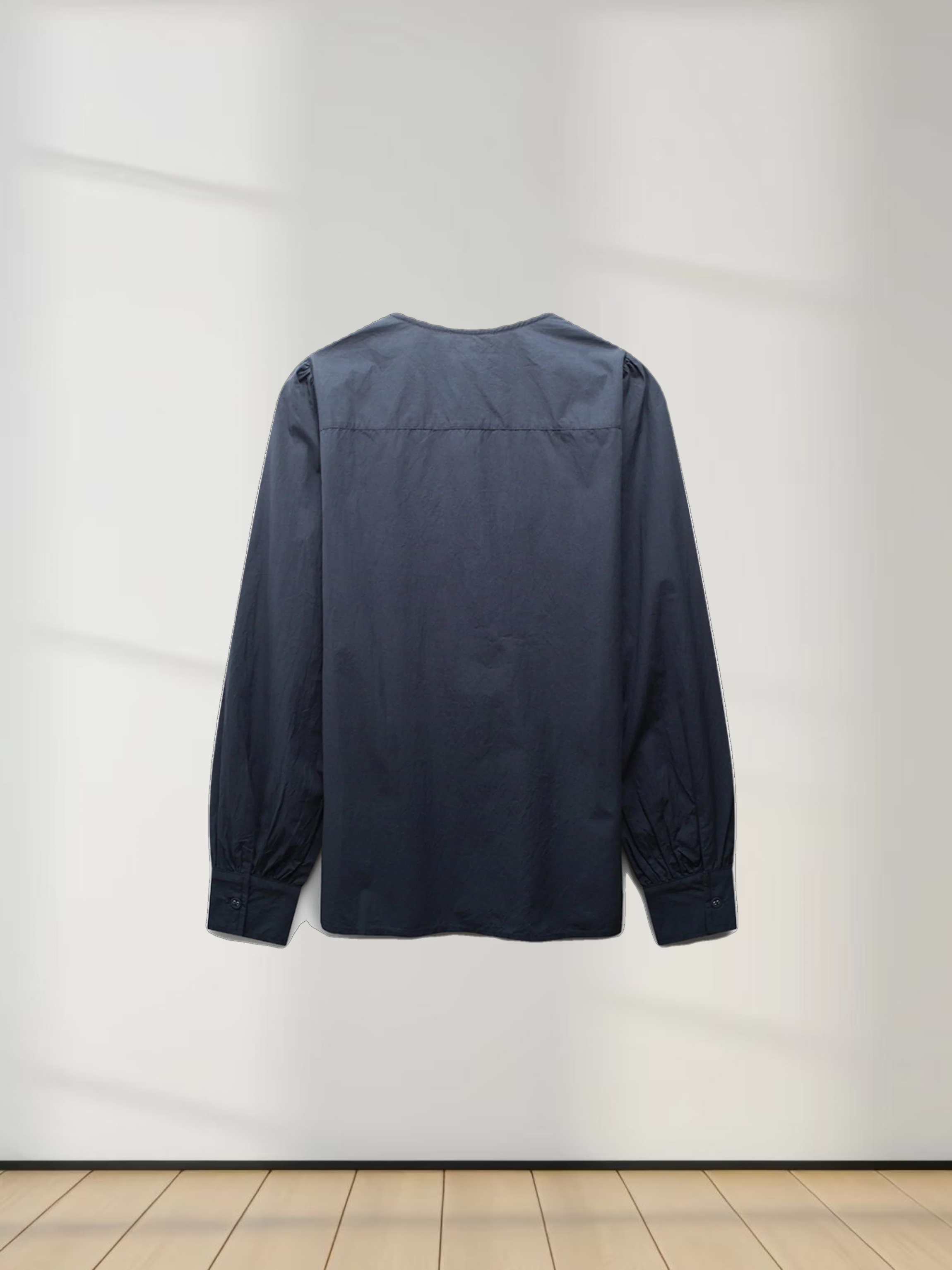 Asymmetrical Ruffle Blouse-Navy
