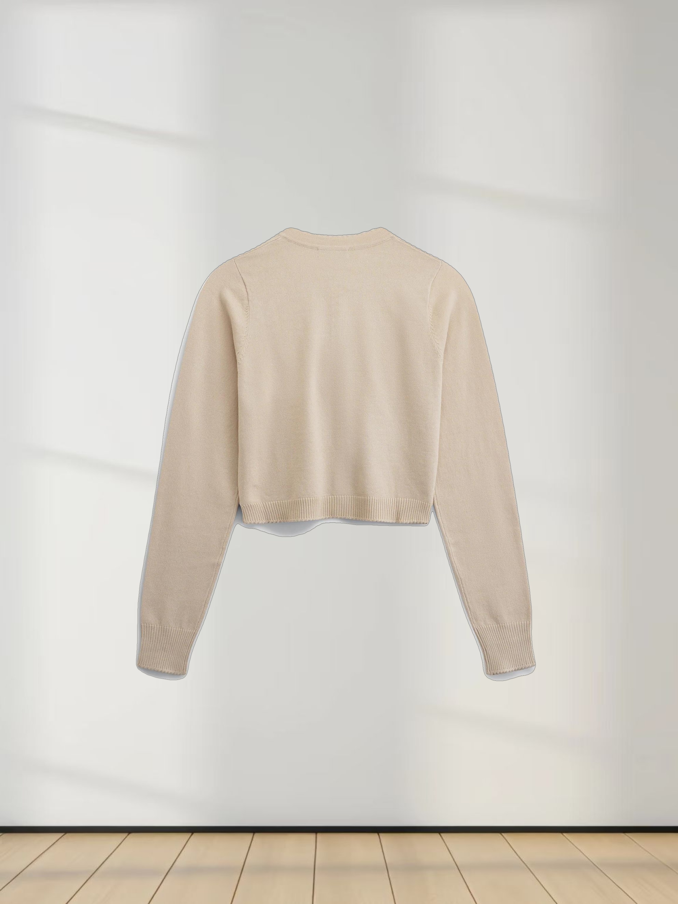 Embellished Cluster Crop Cardigan-Vanilla