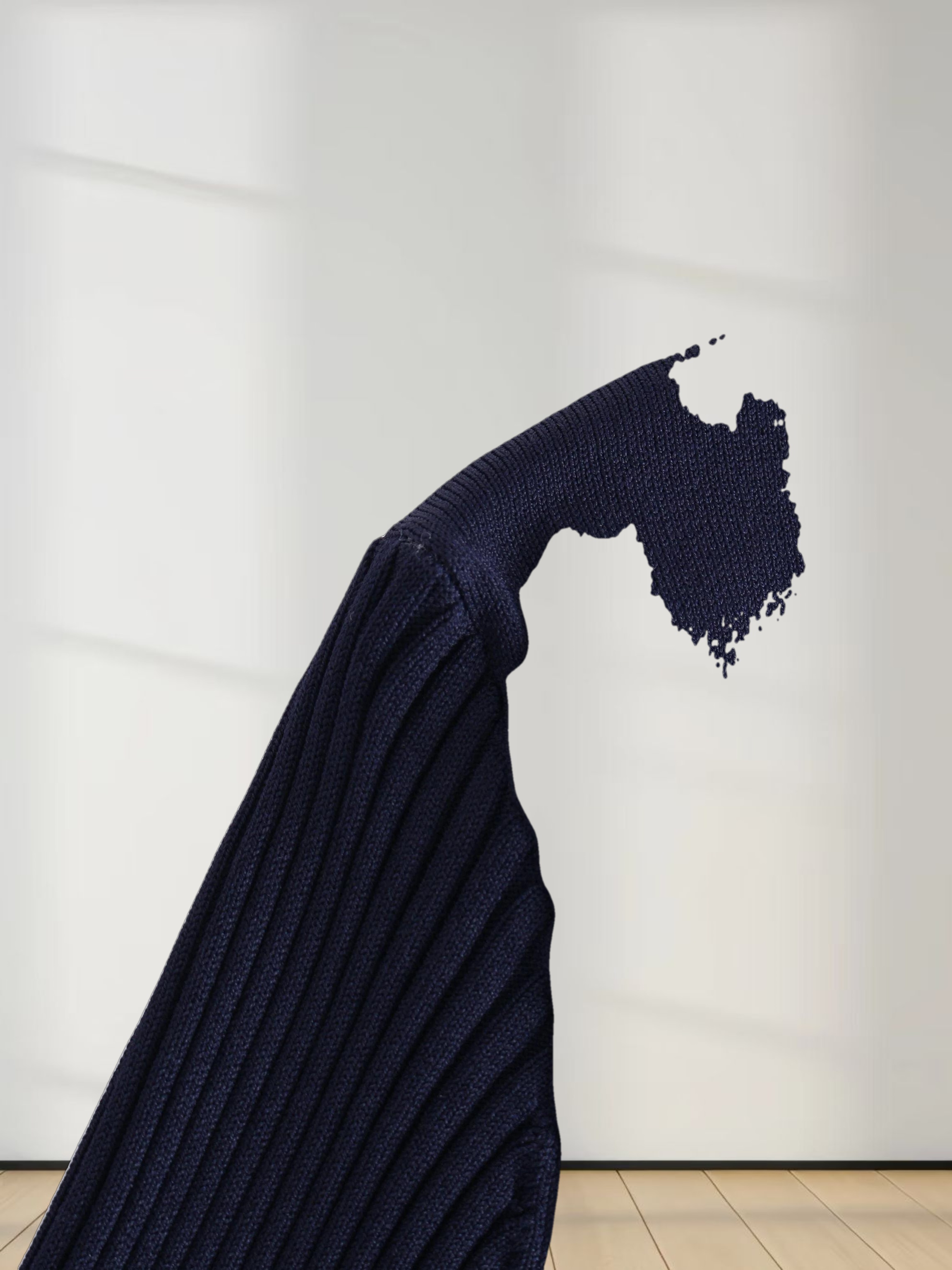 RIBBED WAISTED SWEATER-NAVY