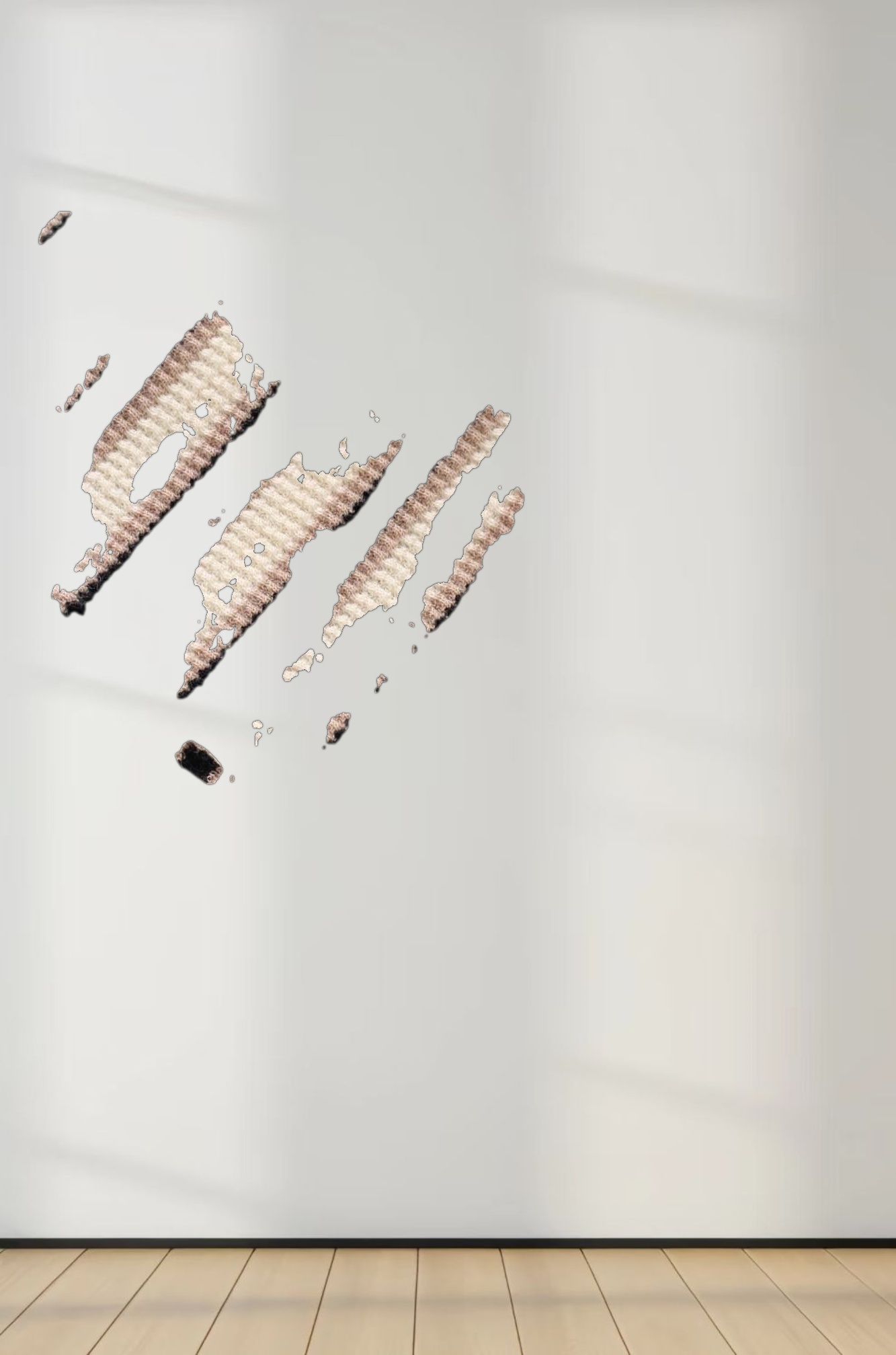 Waffle Striped Crew Tee-Tan/Black/Cream