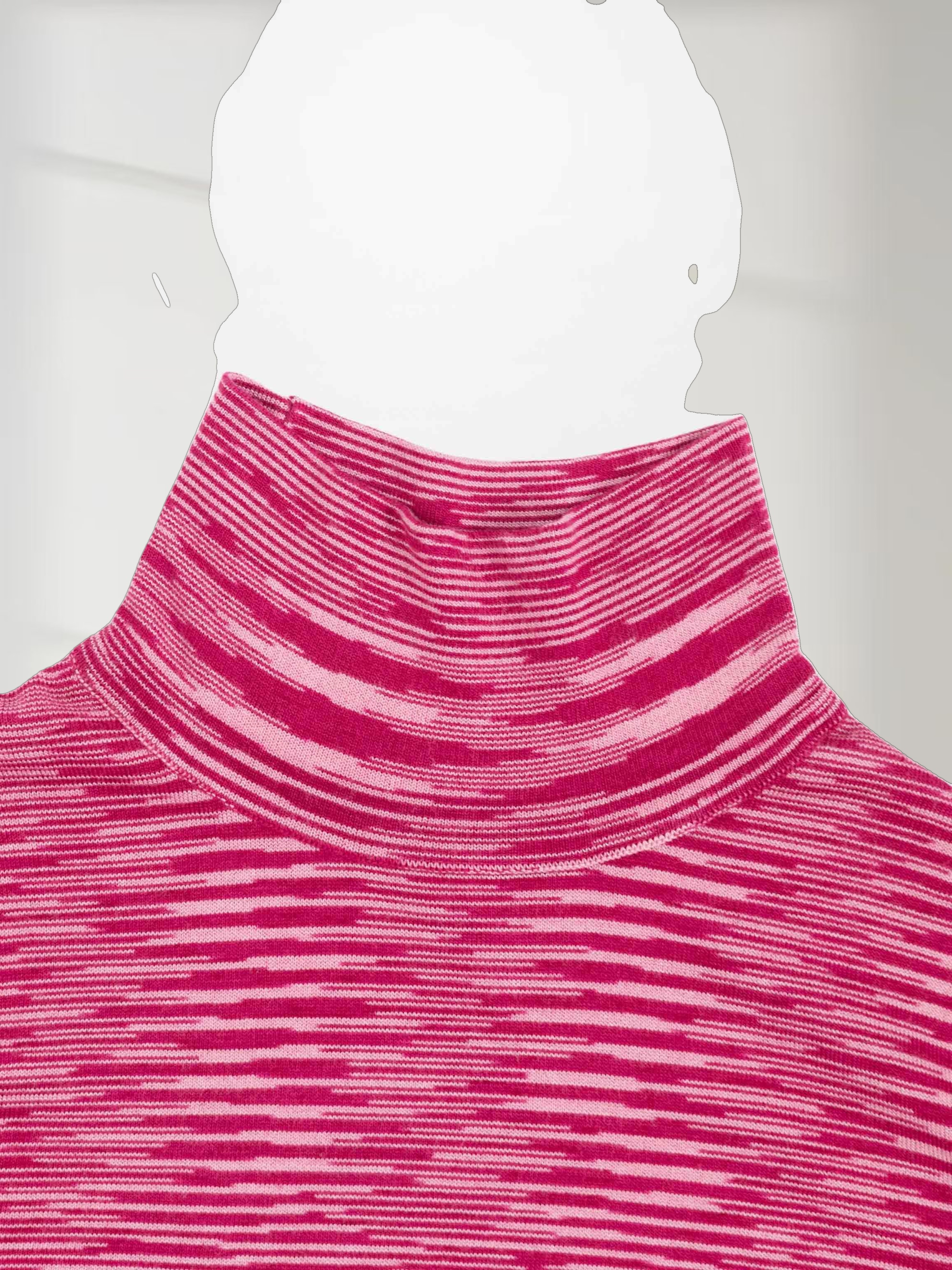 Abstract Stripe Knit Turtleneck-Berry Stripe
