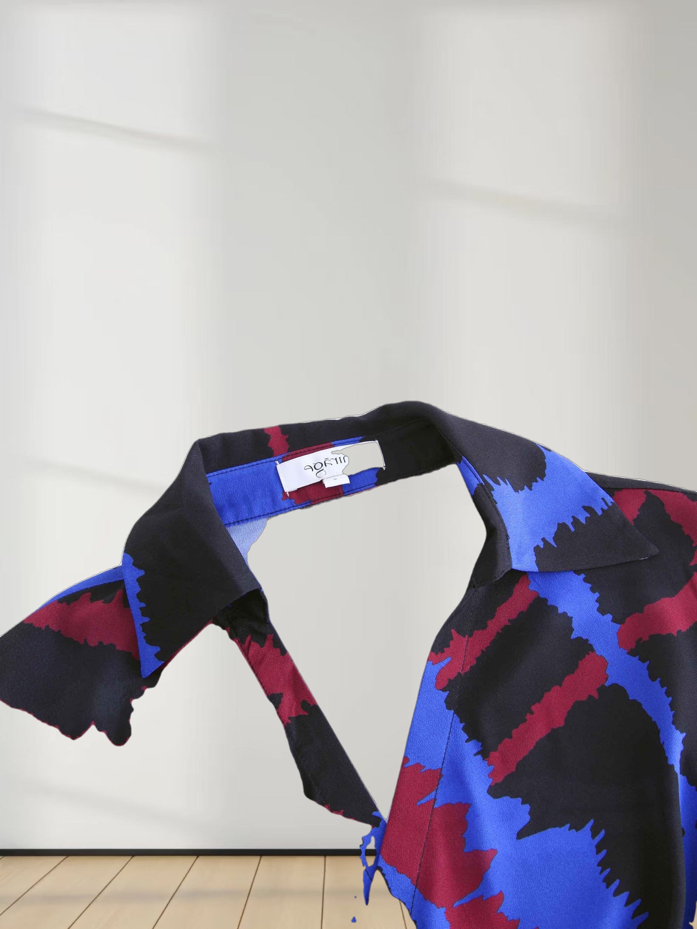 U Shape Wrap Prong Dress-Tie Dye Plaid