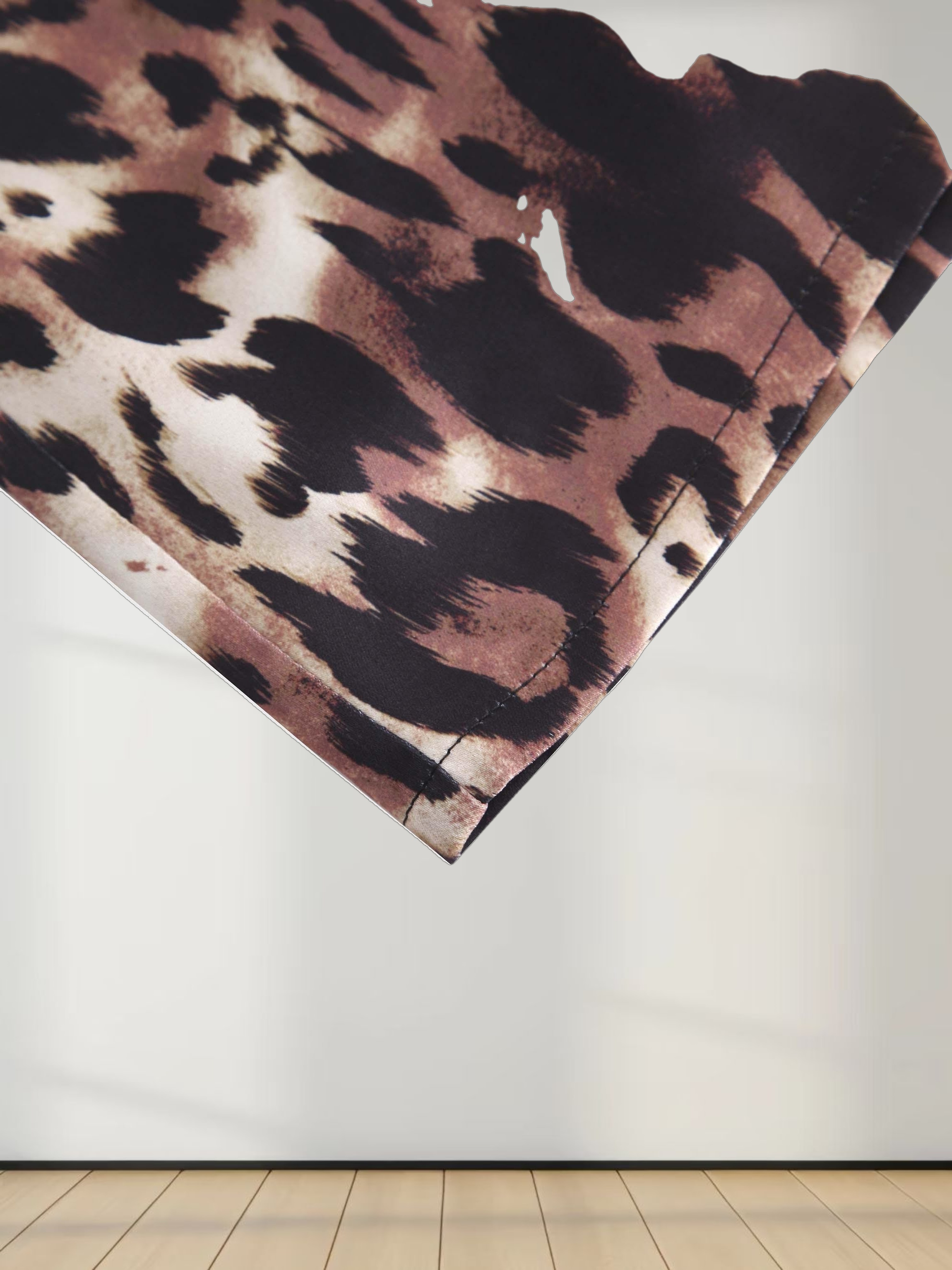 Asymmetrical Pleat Skirt-Leopard Print