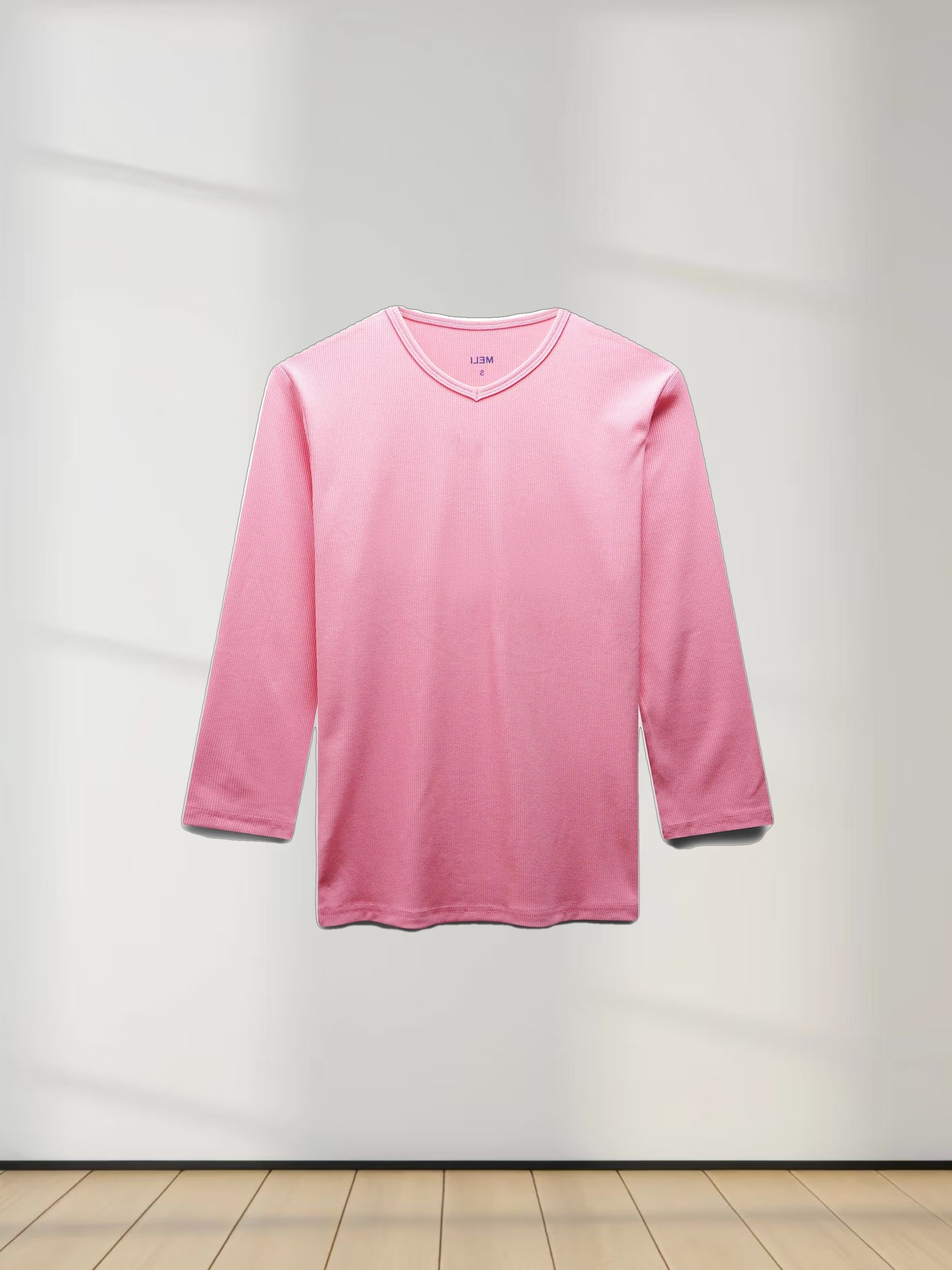 RIBBED HIGH V 3Q-SO PINK