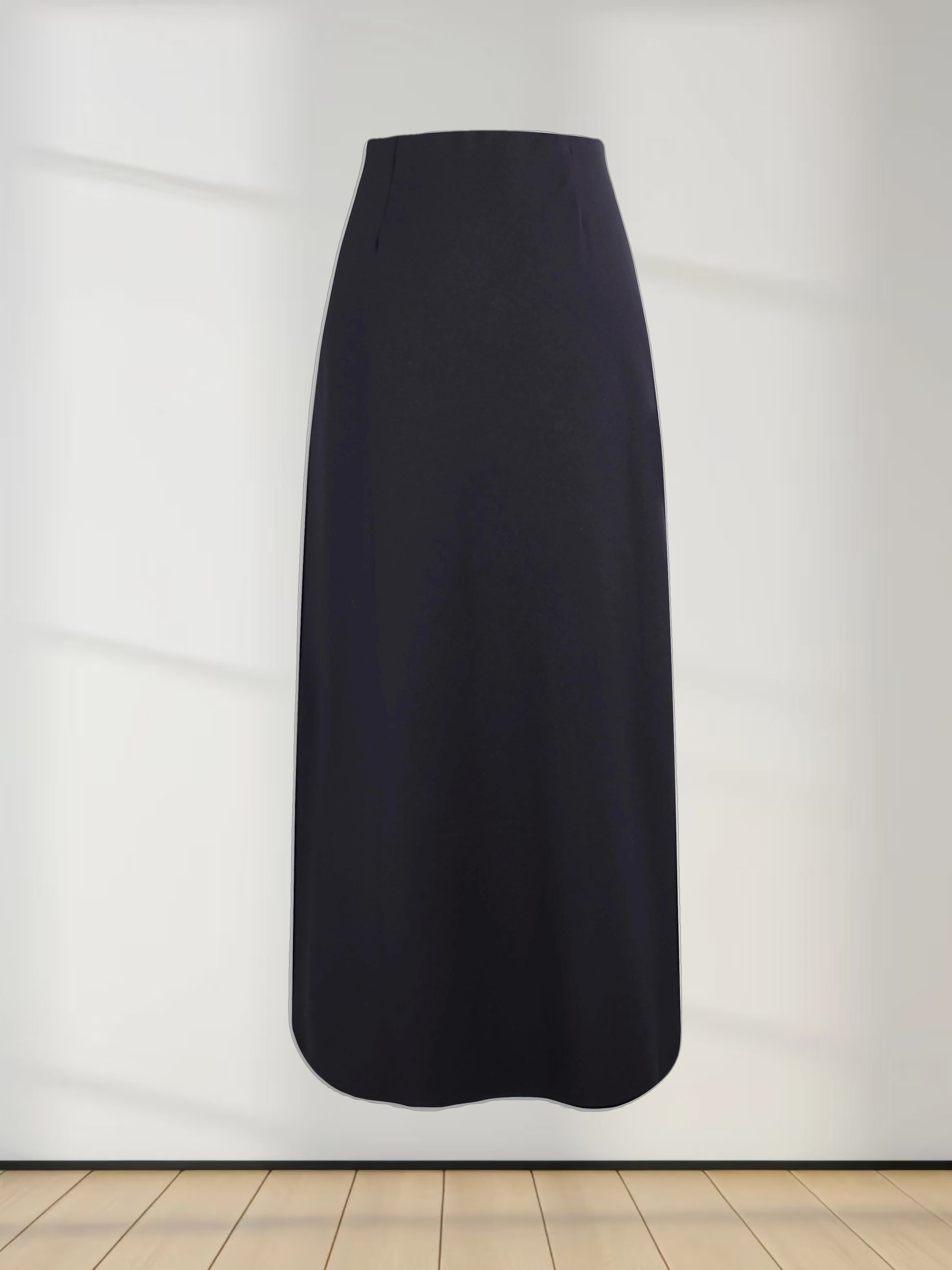 Wool Blend Slip Skirt-Navy