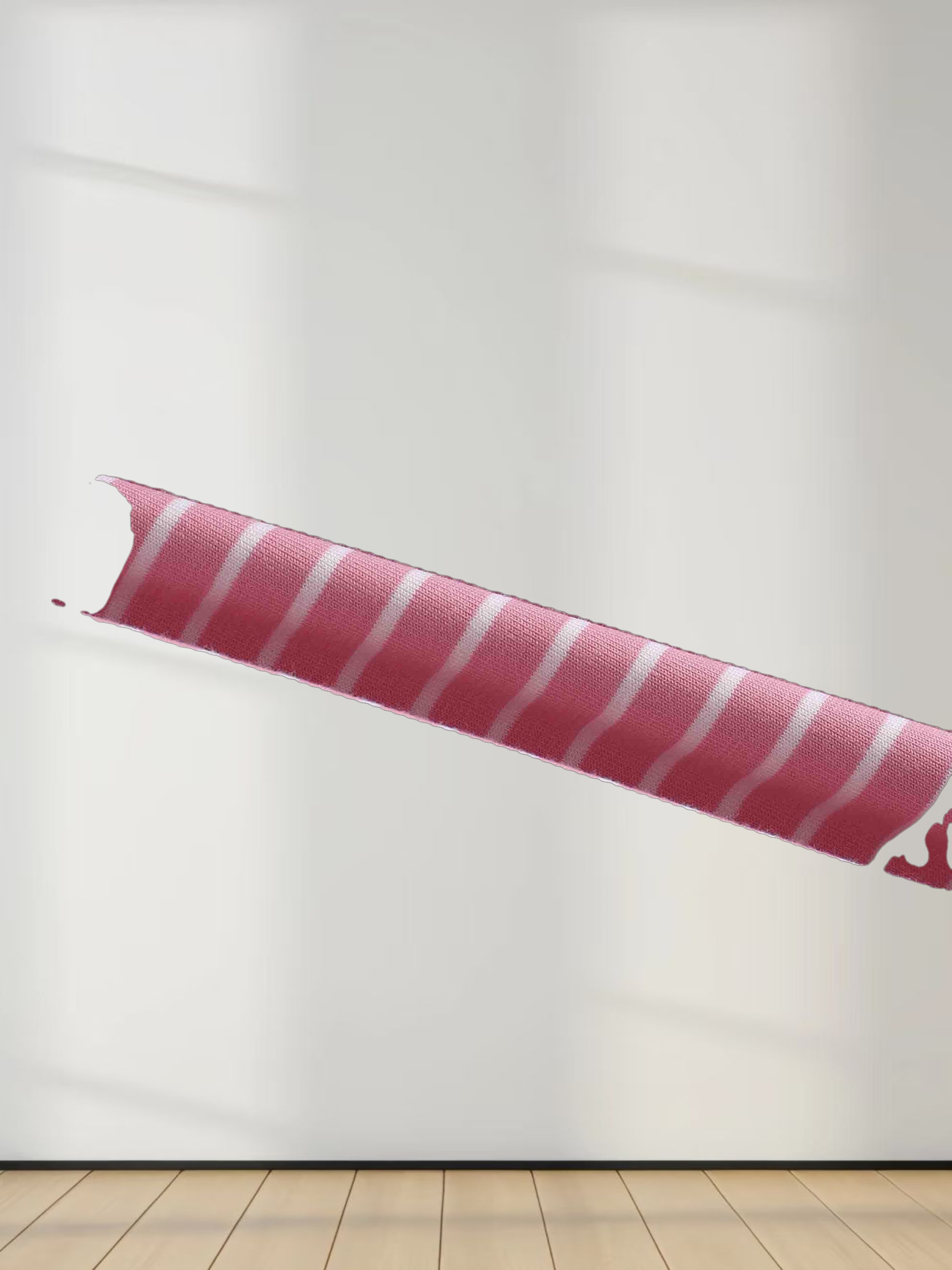 Flat Striped High V Long Sleeve-Pink/White