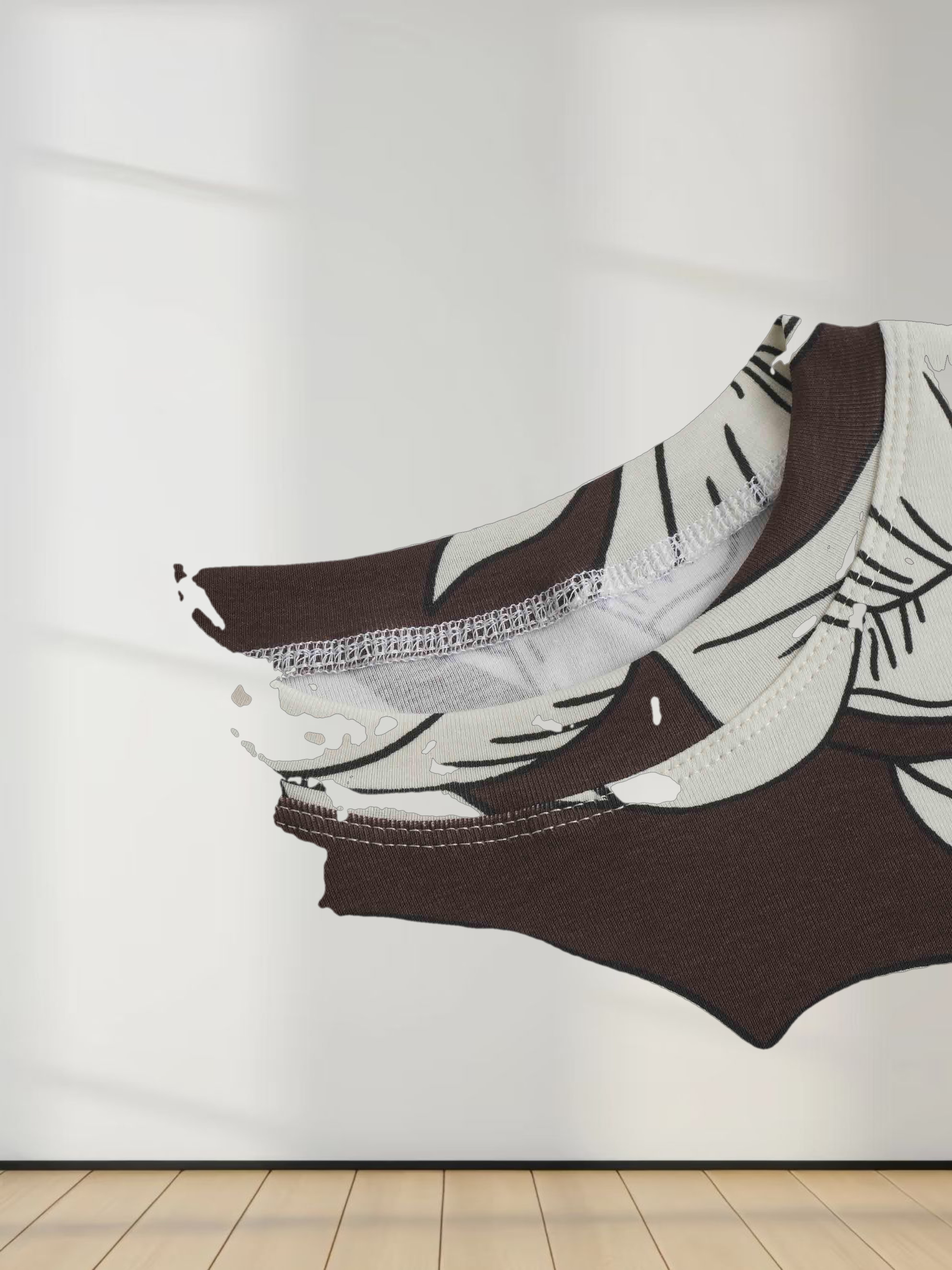 Basic Printed T-shirt-Oversized Floral Brown