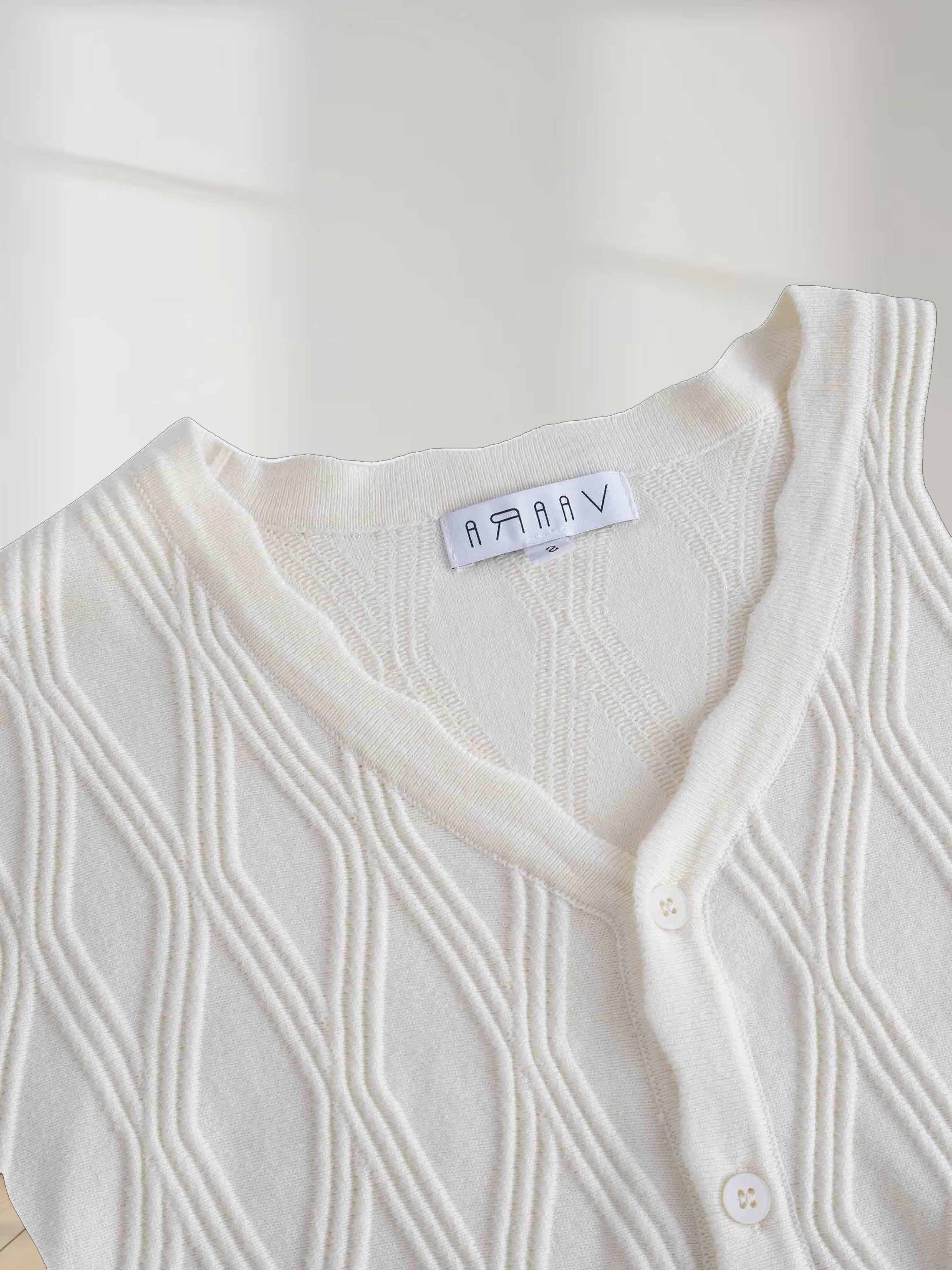 Scalloped Edge Cardigan-Ivory