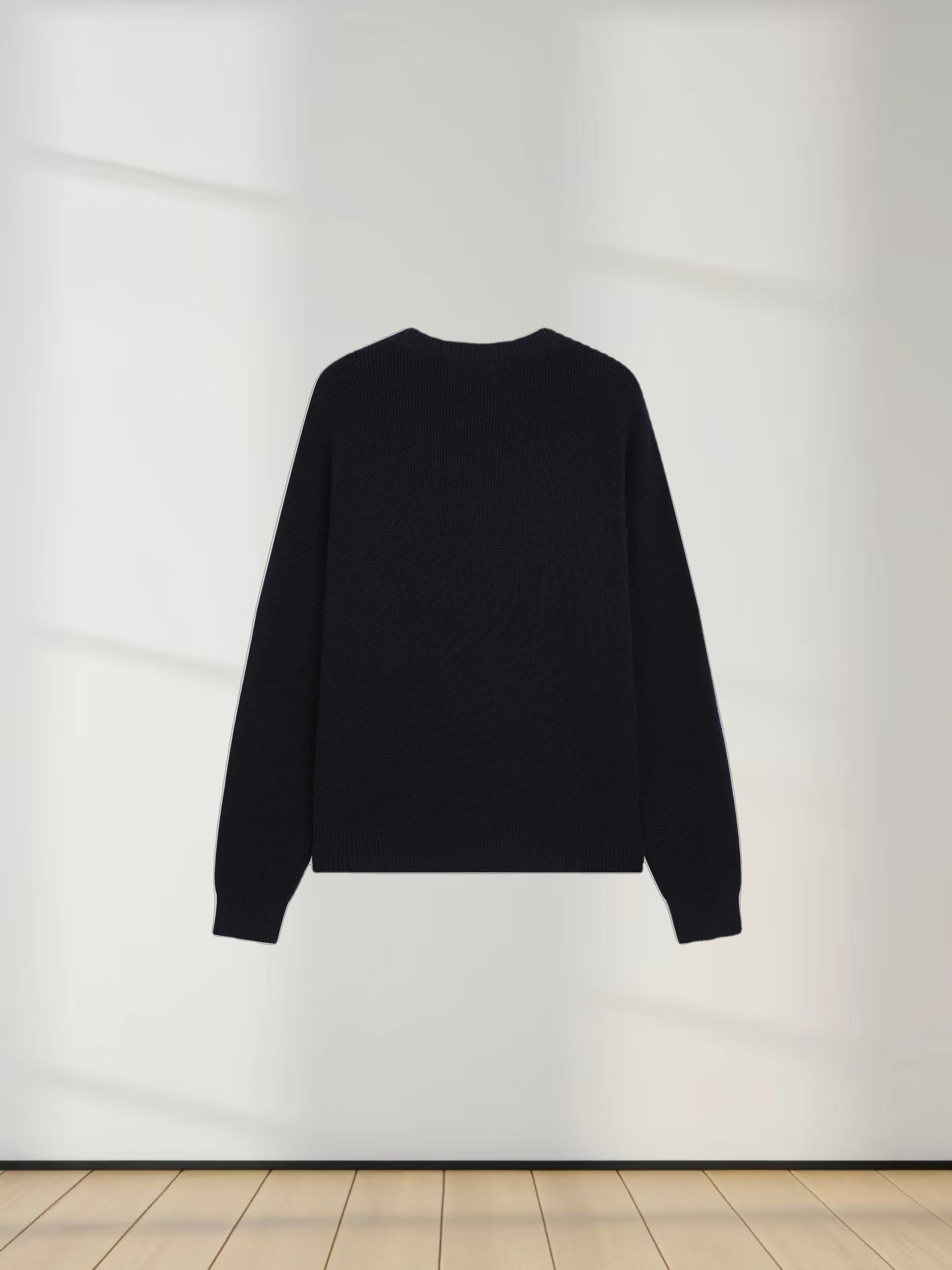 Waffle Pocket Sweater-Black