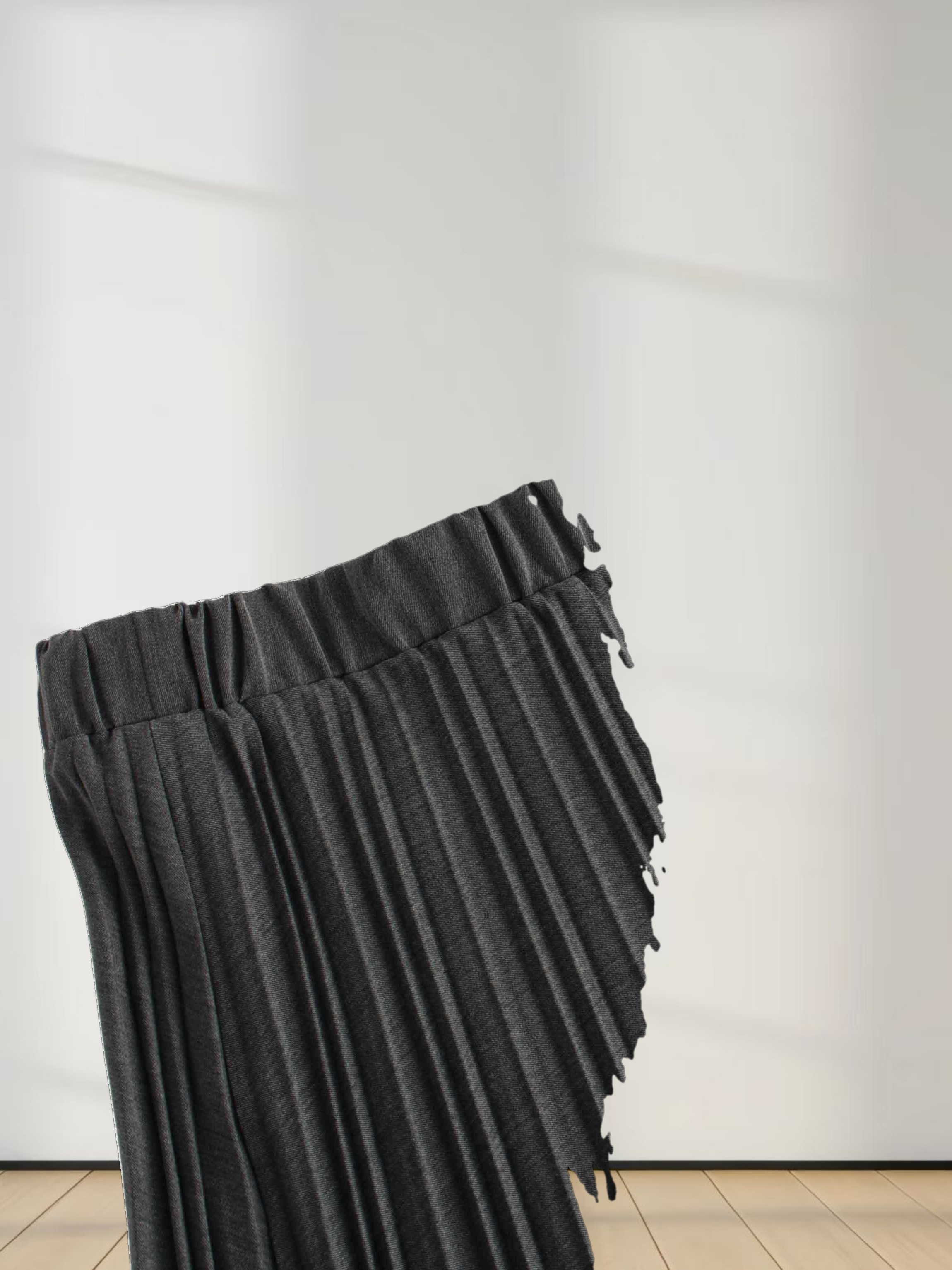 Mix Pleat Skirt-Denim Grey