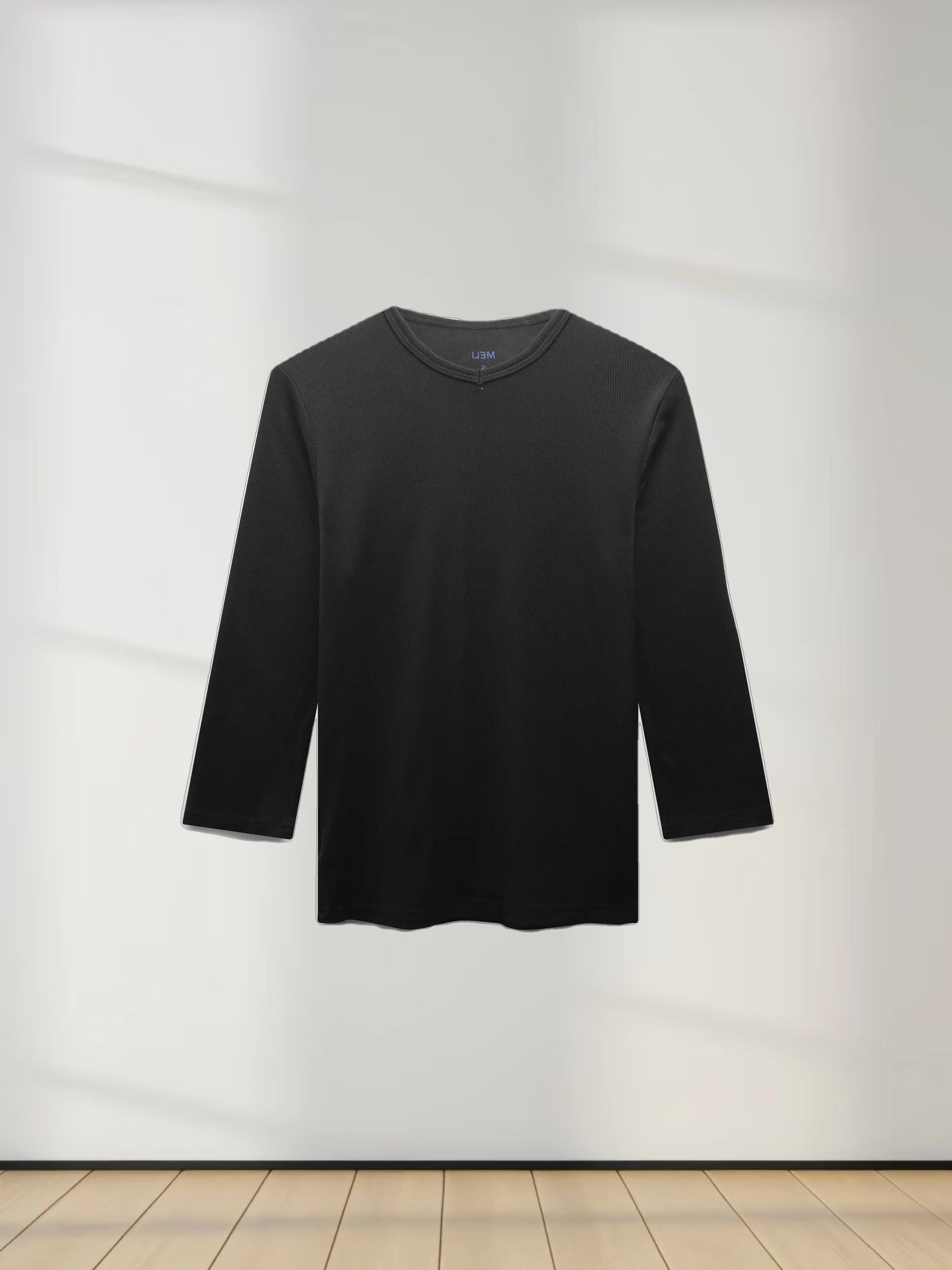 RIBBED HIGH V 3Q - BLACK