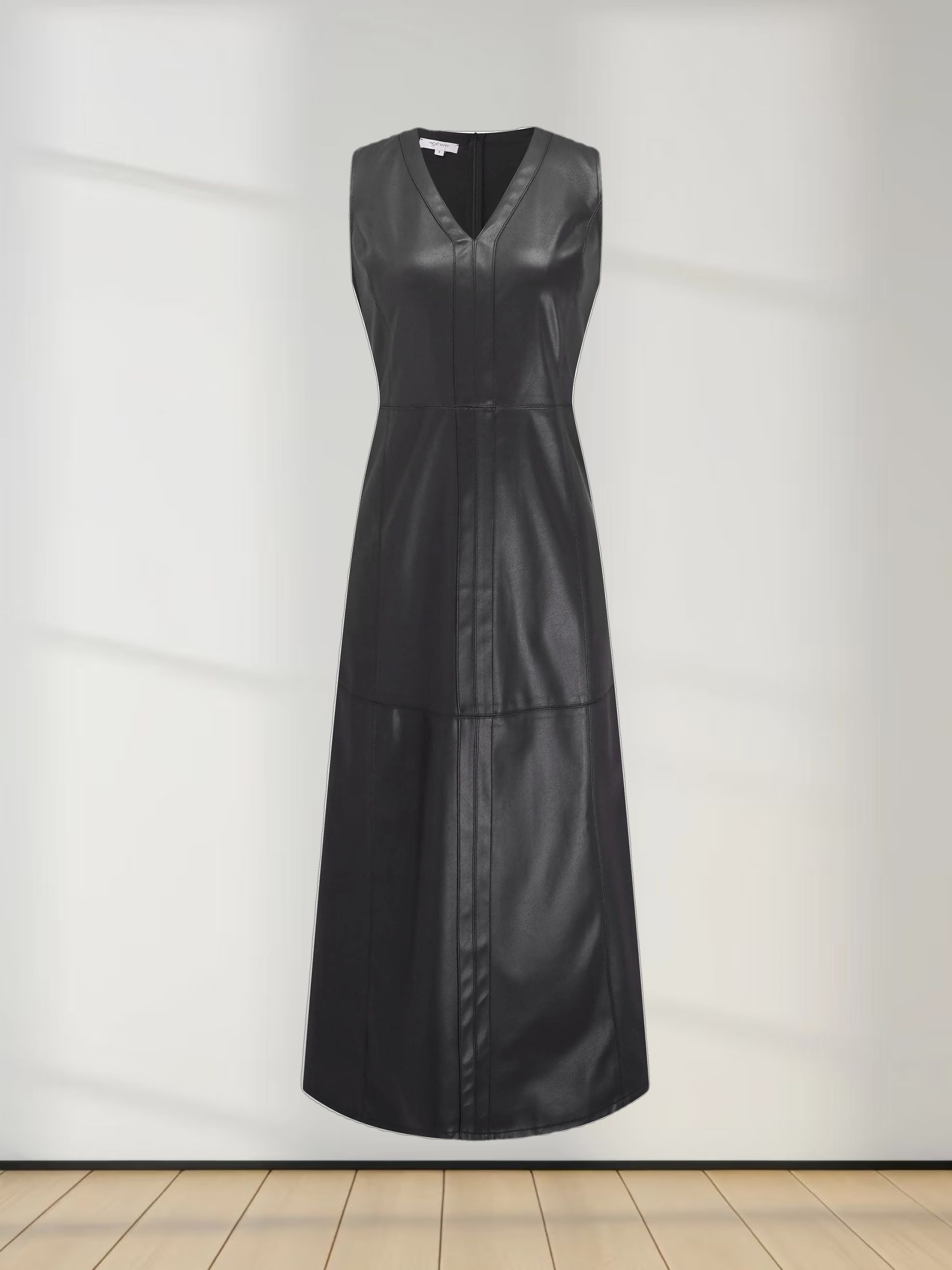 Faux Leather Seamed Jumper - Black