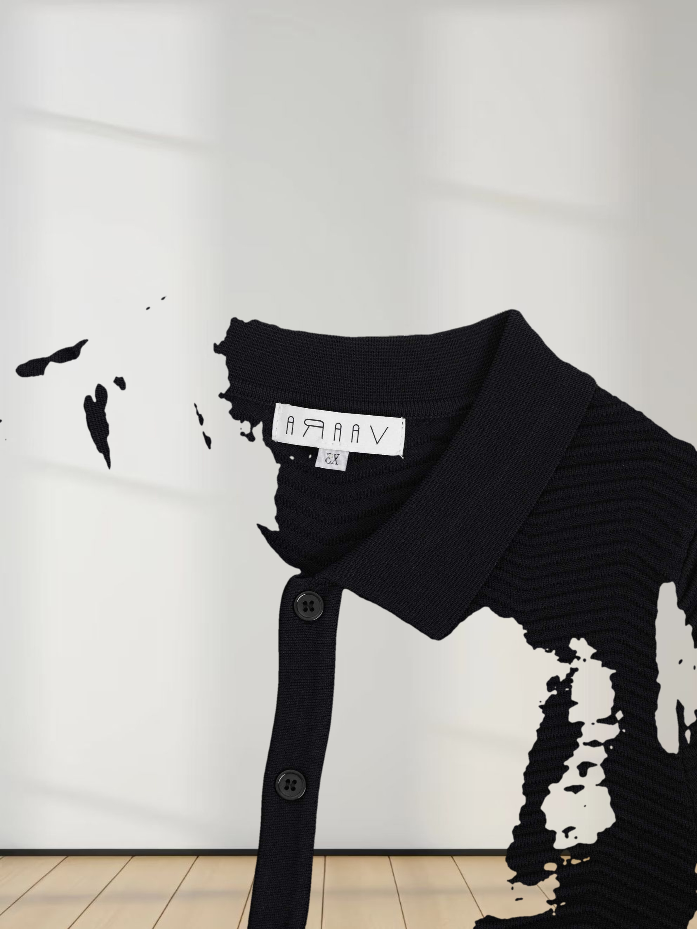 Wave Knit Cardigan-Black