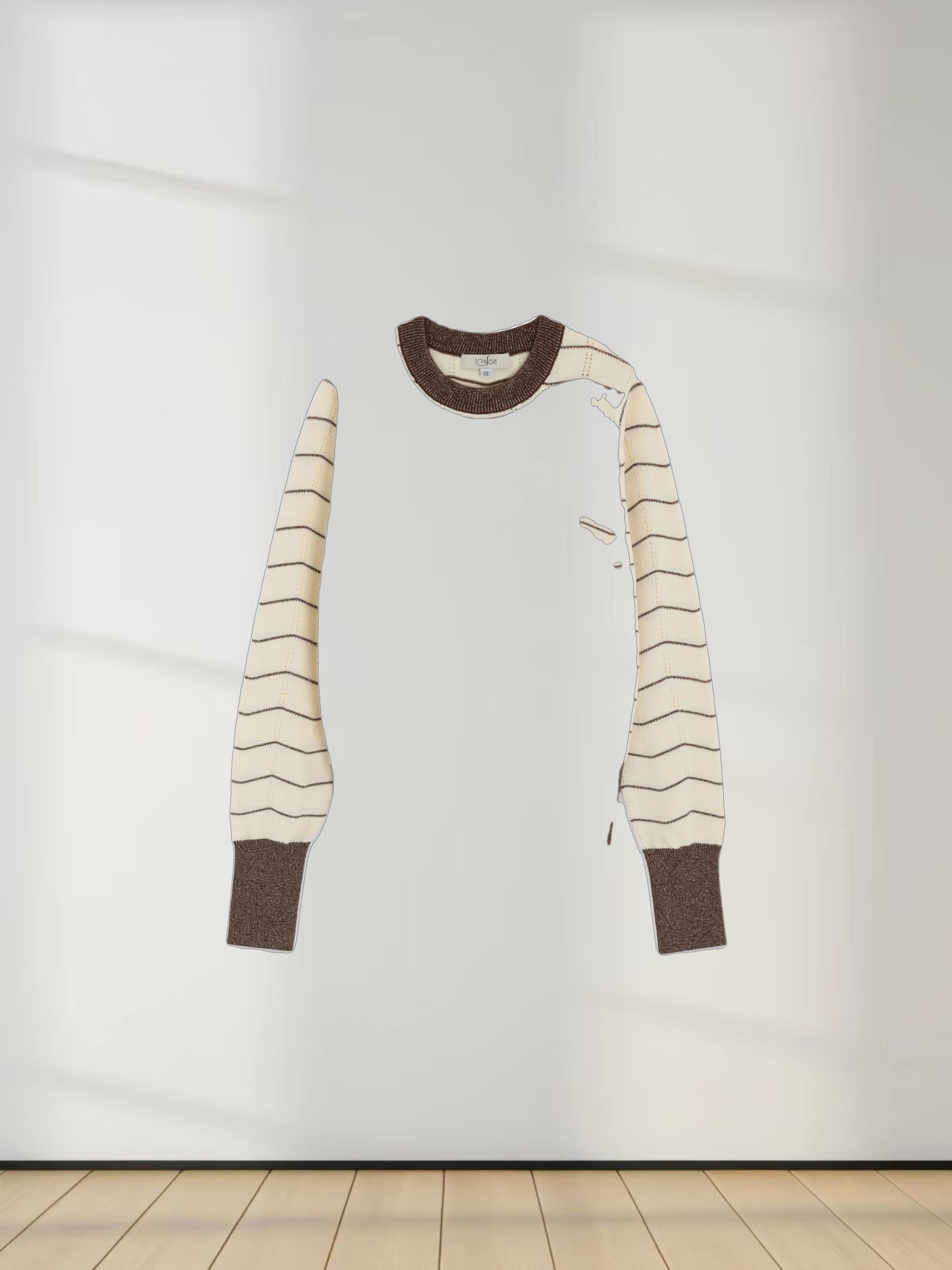 Lurex Striped Sweater-Cream/Brown