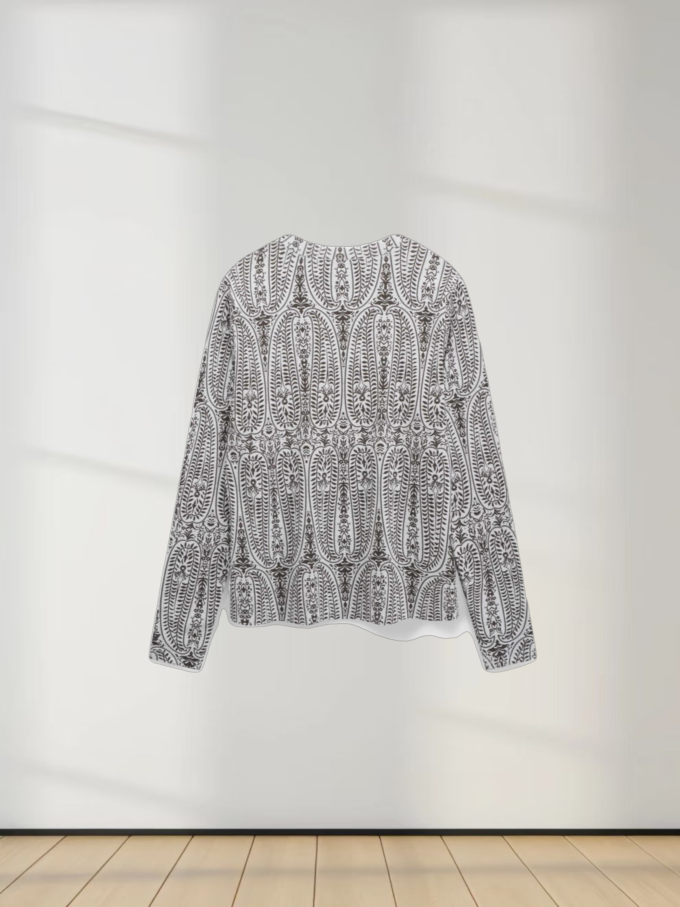 Basic Printed T-shirt-Paisley Vines Brown