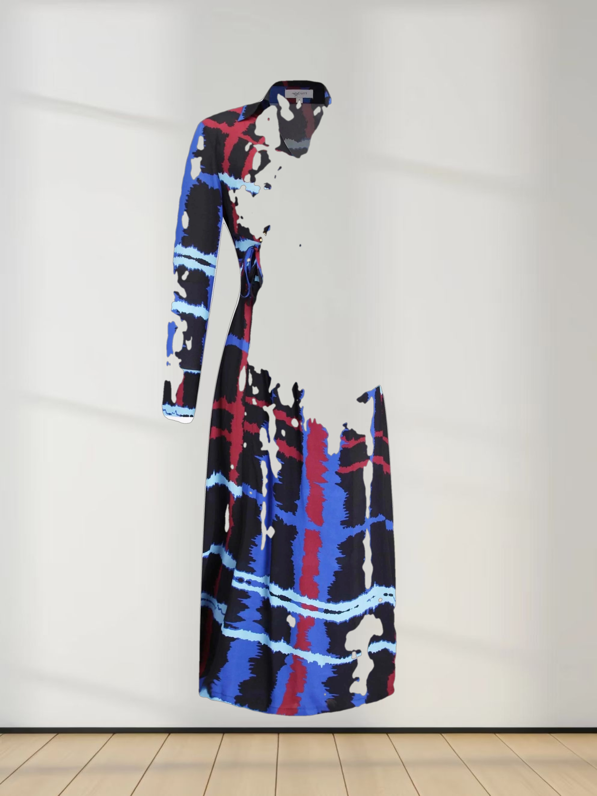 U Shape Wrap Prong Dress-Tie Dye Plaid