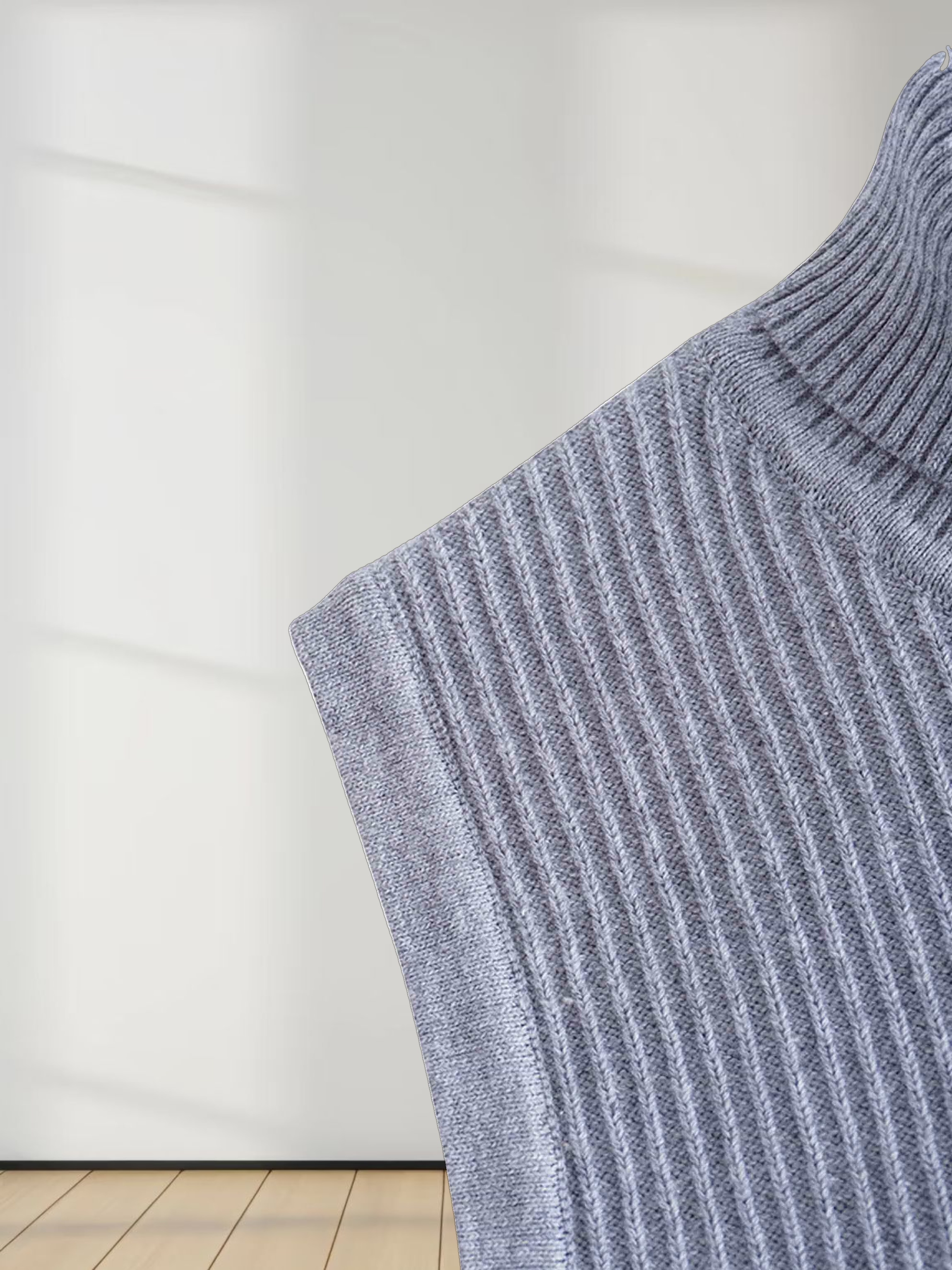 Sleeveless Ribbed Turtleneck-Heathered Grey