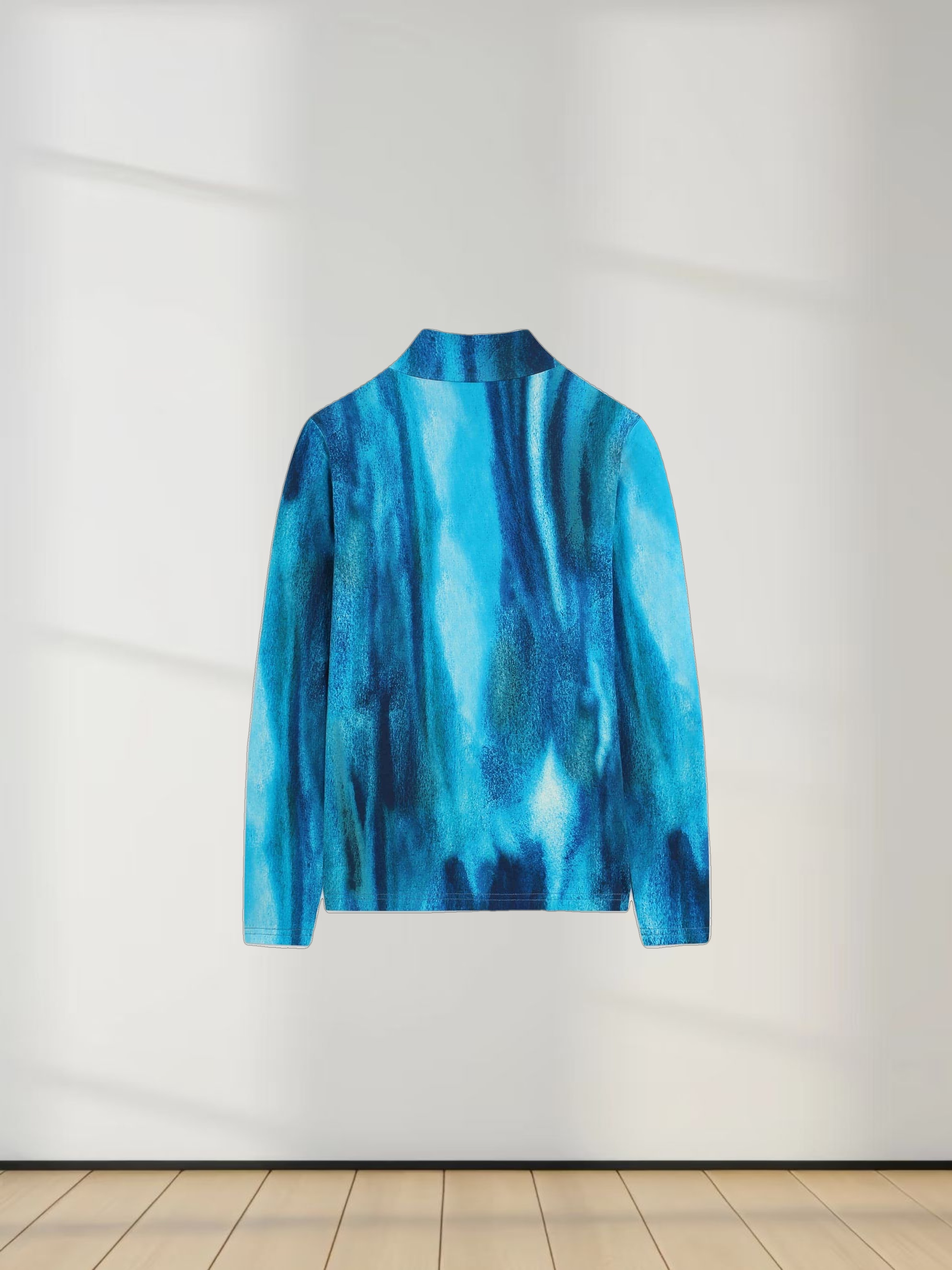 Printed Modal Turtleneck-Blue Ombre