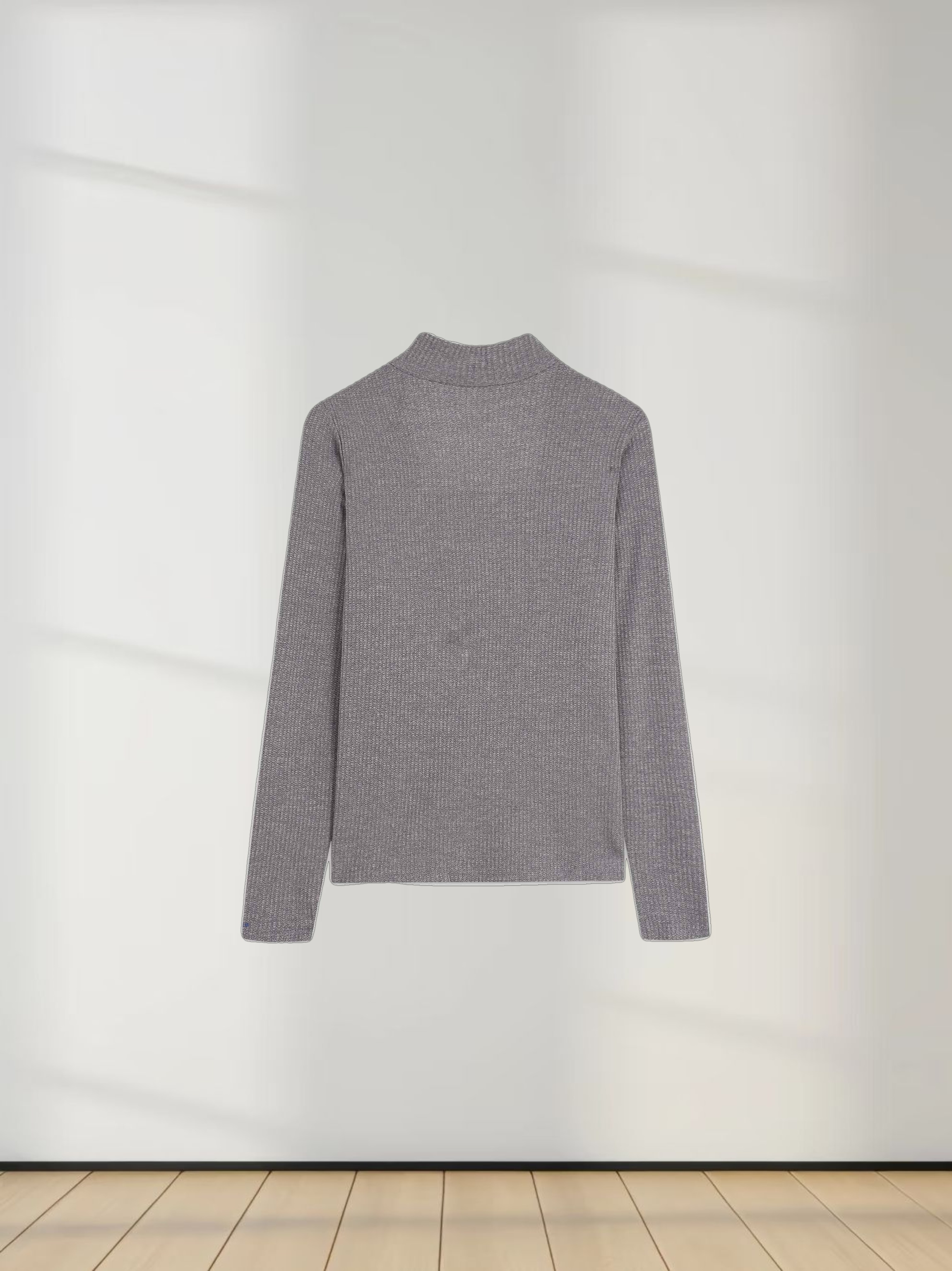 Textured Stretch Turtleneck-Grey