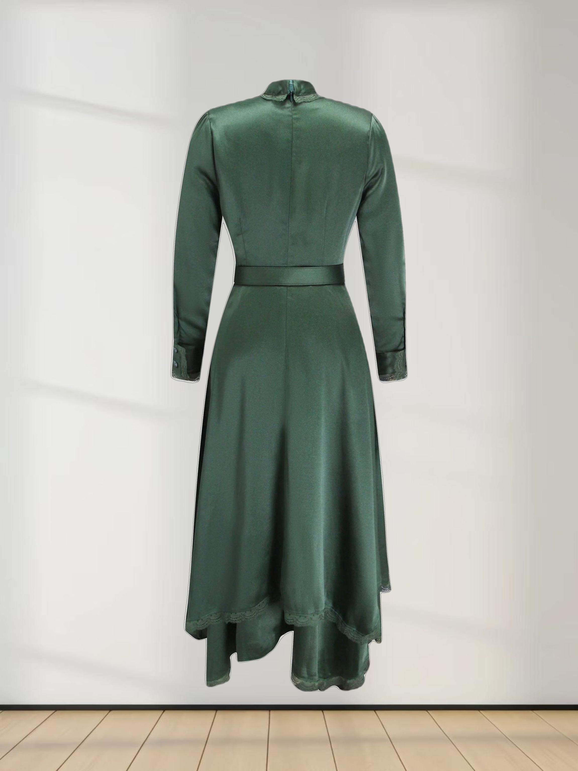 Double Layer Hem Dress-Green