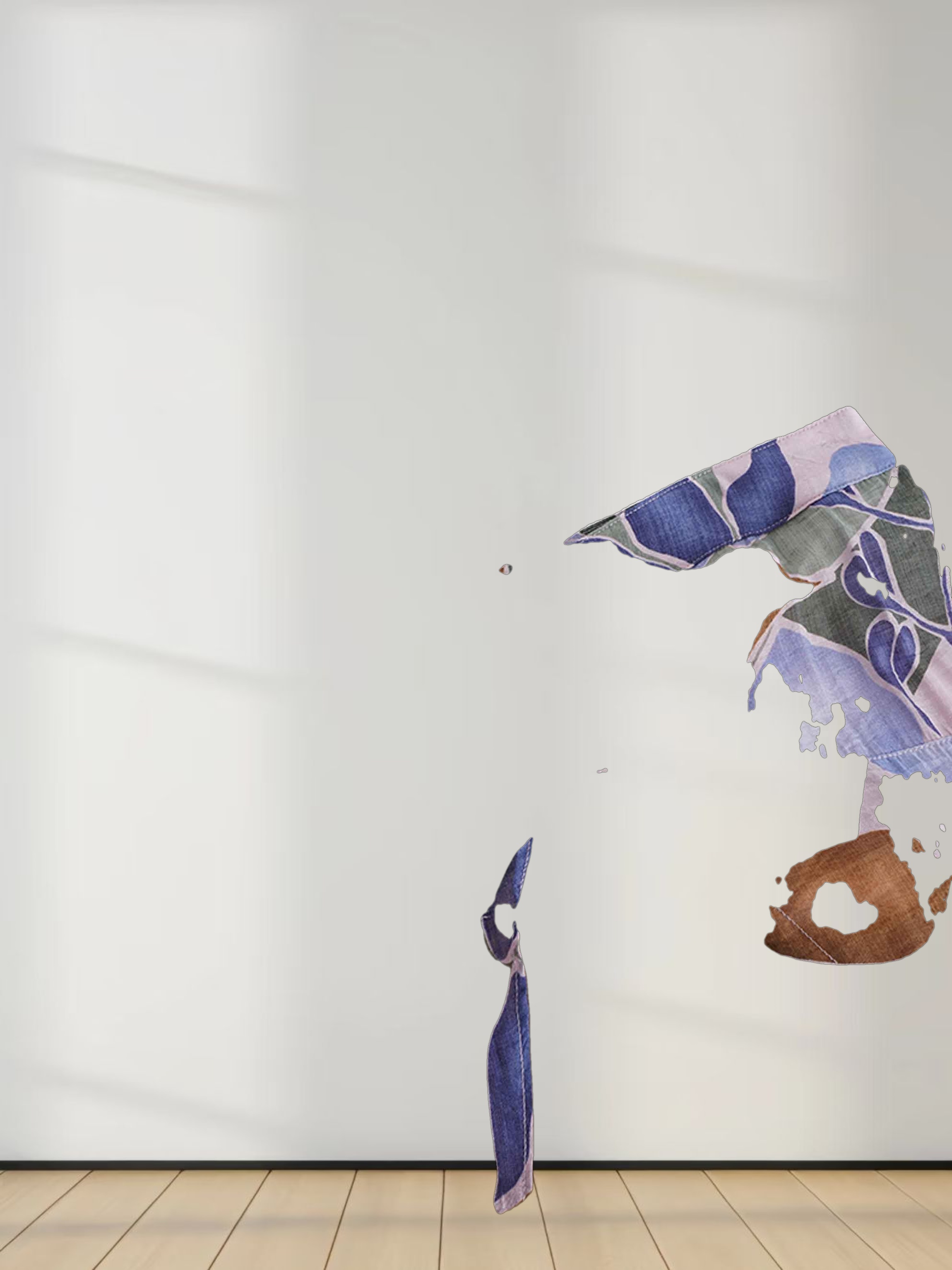 Asymmetrical Hem Ruffle Skirt-Brown Blue Floral