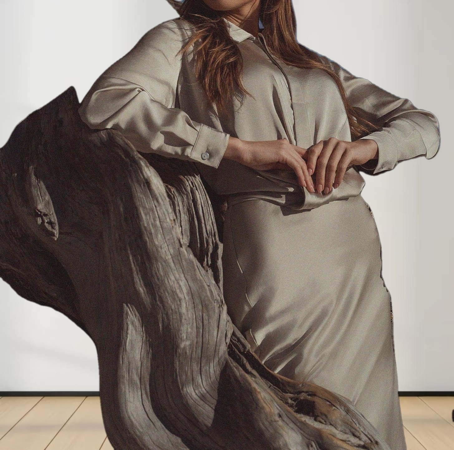 High/Low Faux Satin Crossover Top-Celery Green