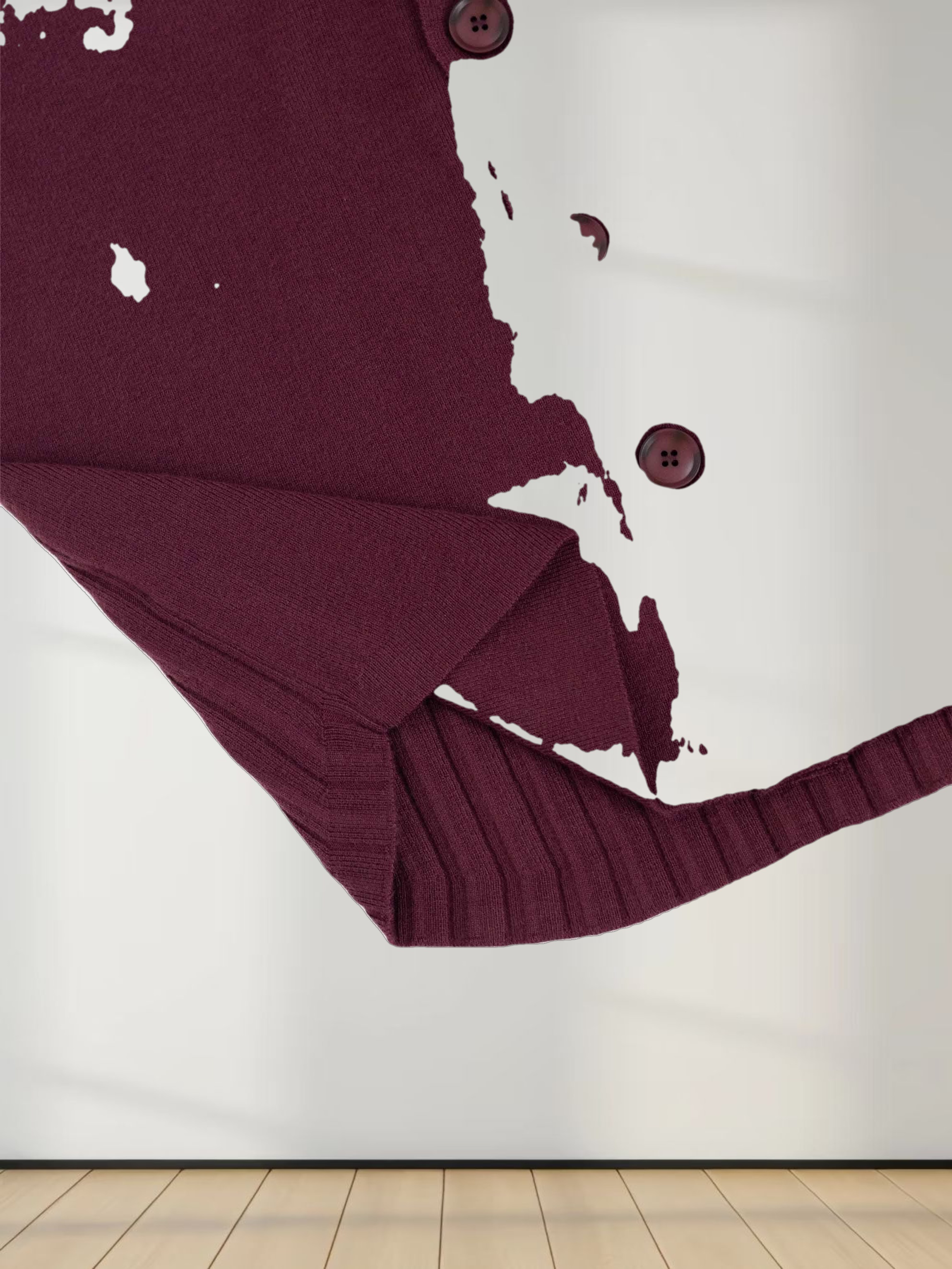 Back Wide Ribbed Cardigan Sweater-Burgundy