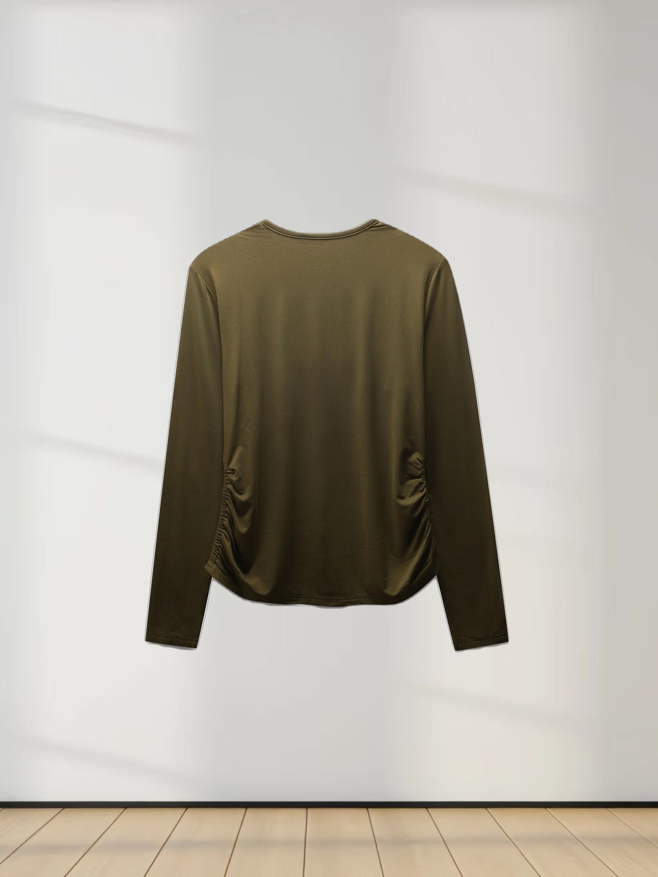 SIDE ELASTIC TEE-OLIVE