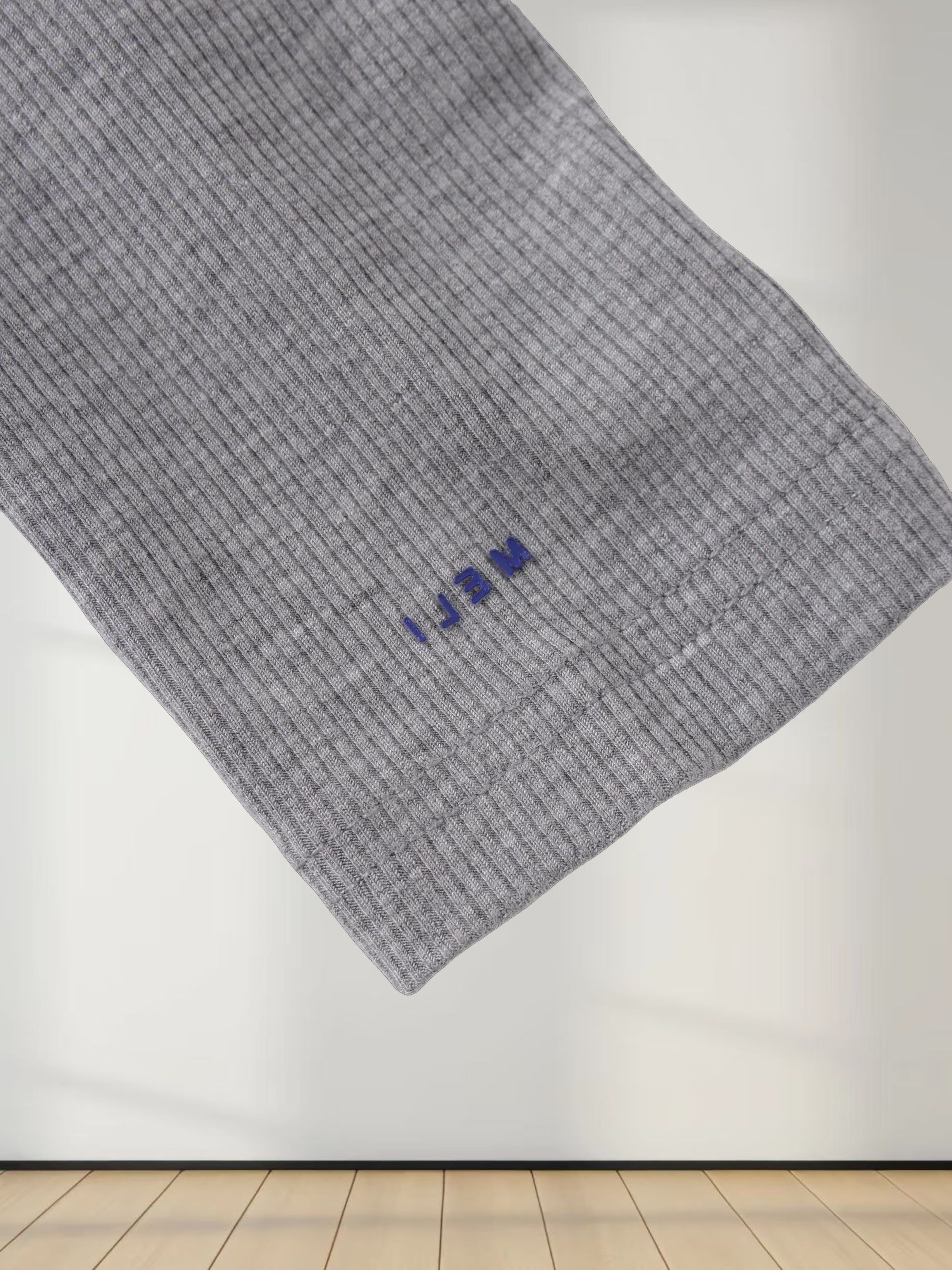 High V Ribbed Tee LS-Heathered Grey