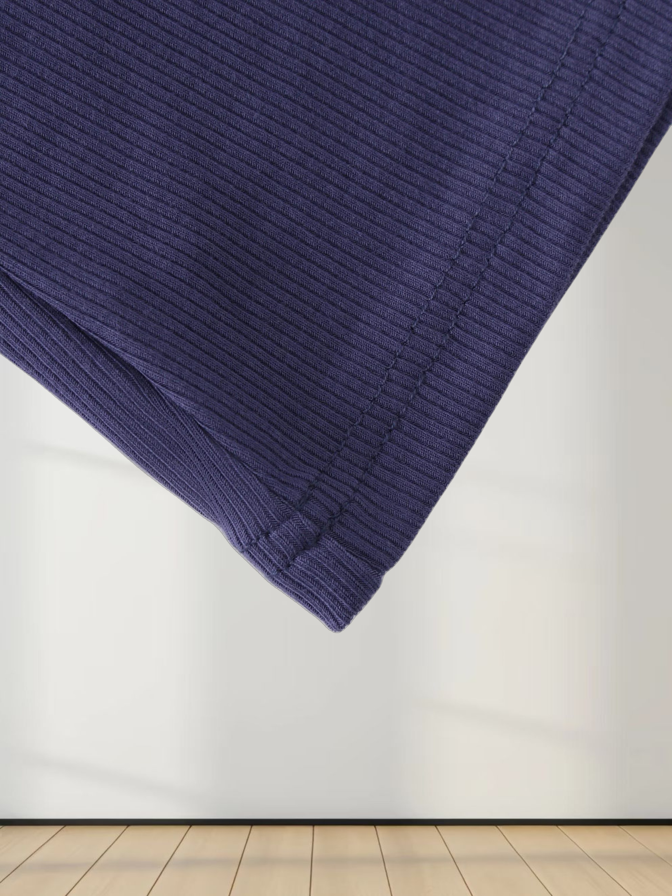 High V Ribbed Tee LS-Indigo Blue