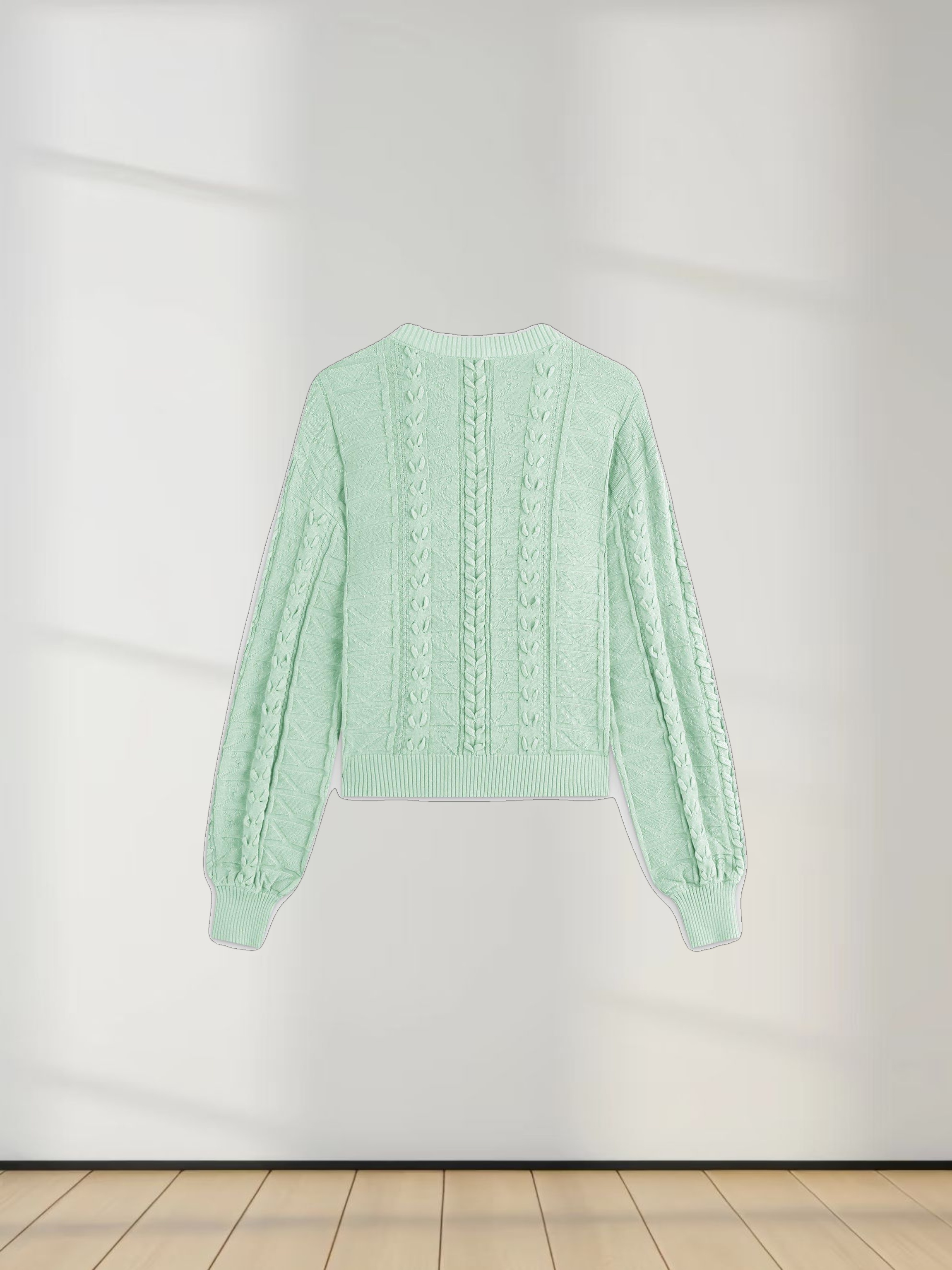Cross Stitch Sweater-Mint