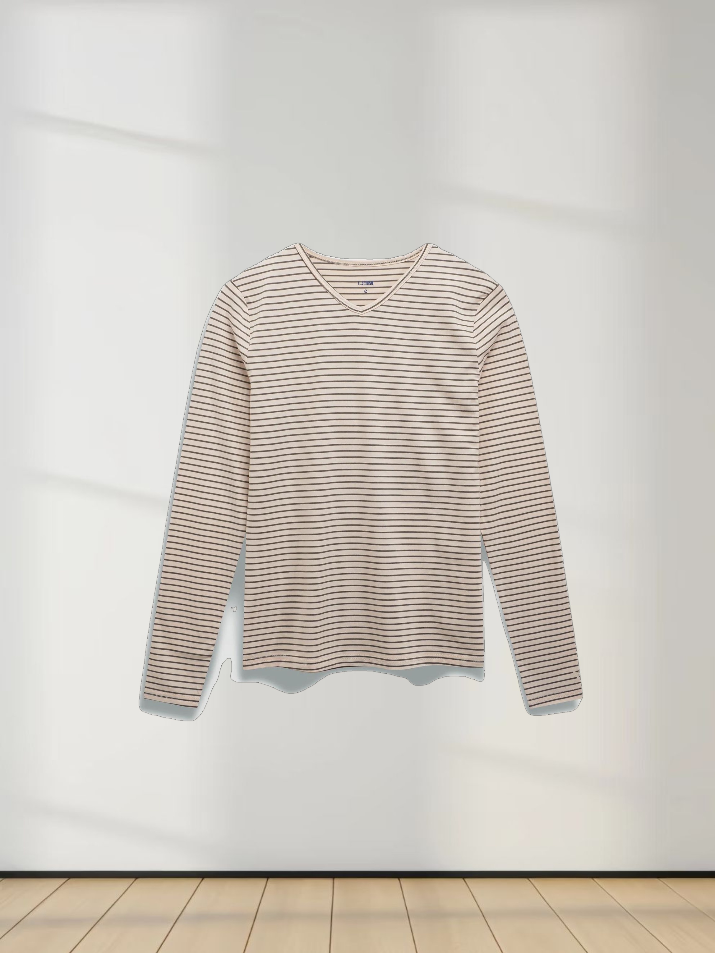 Flat Striped High V Long Sleeve-Pink/Green