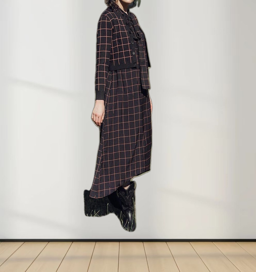 Buttoned Cardigan-Burgundy Plaid