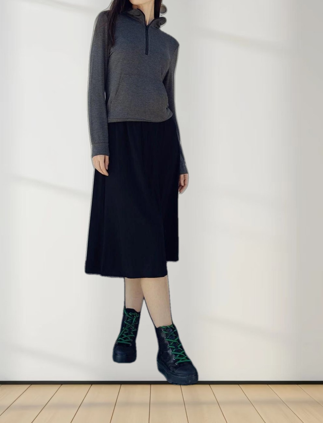 SIGNATURE ZIP TEE-CHARCOAL GREY