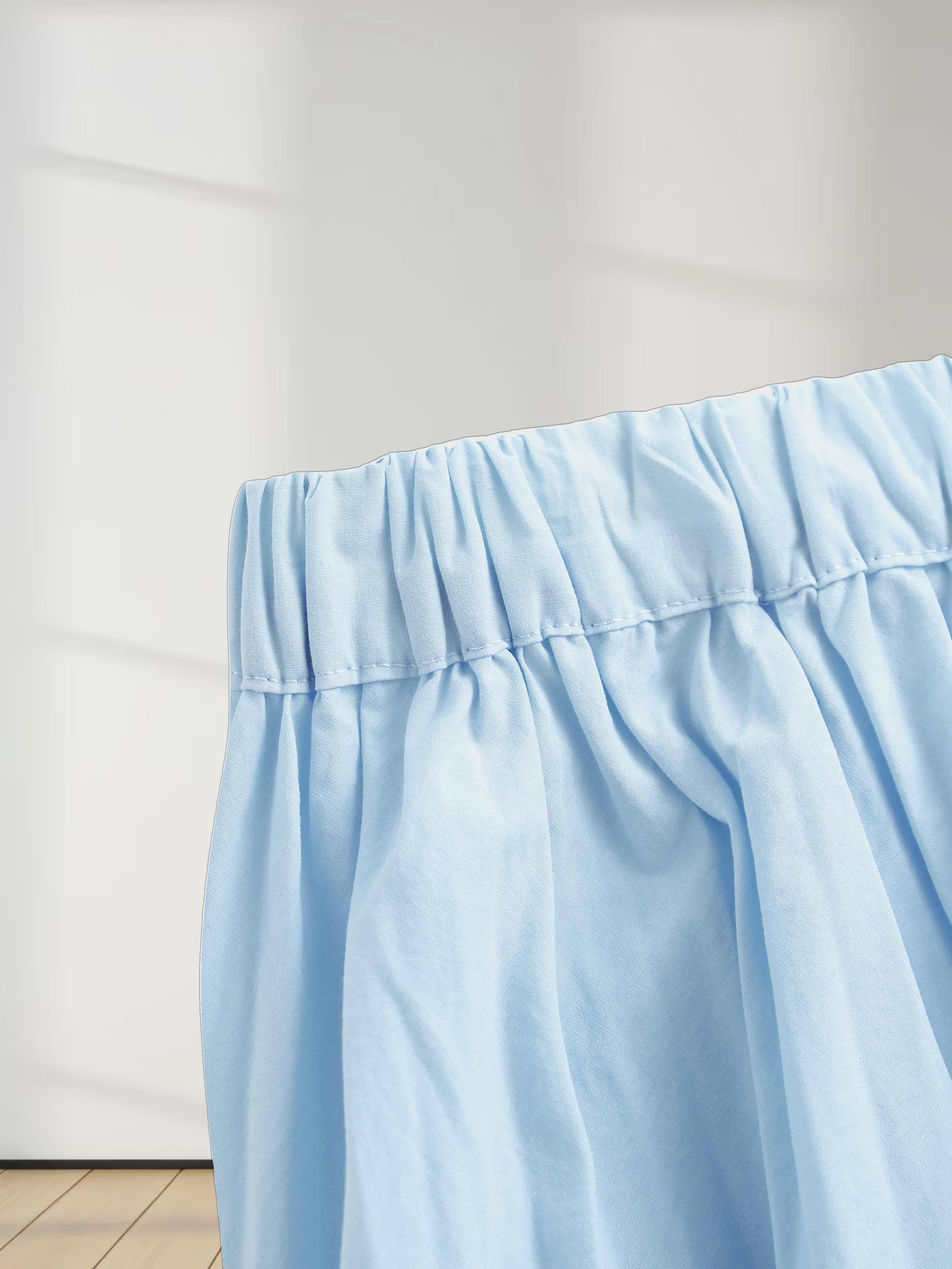 Micro Pleat Elastic Waist Skirt-Light Blue