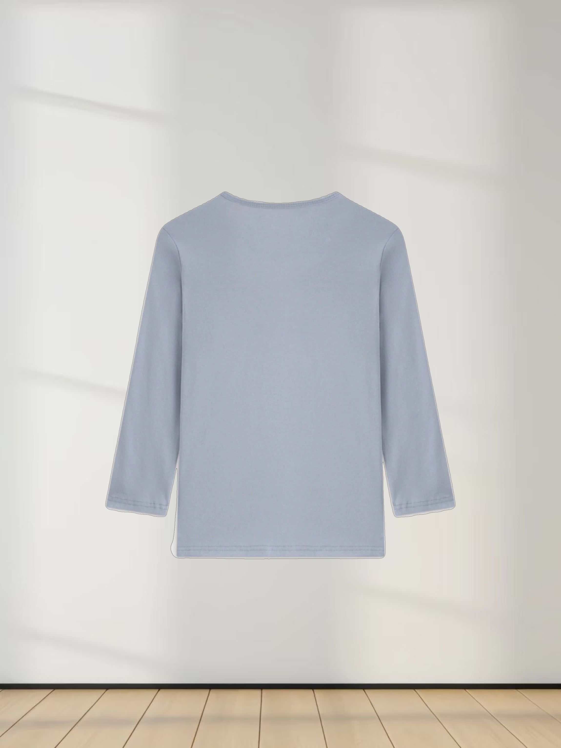BASIC HIGH V TEE 3Q-LIGHT BLUE