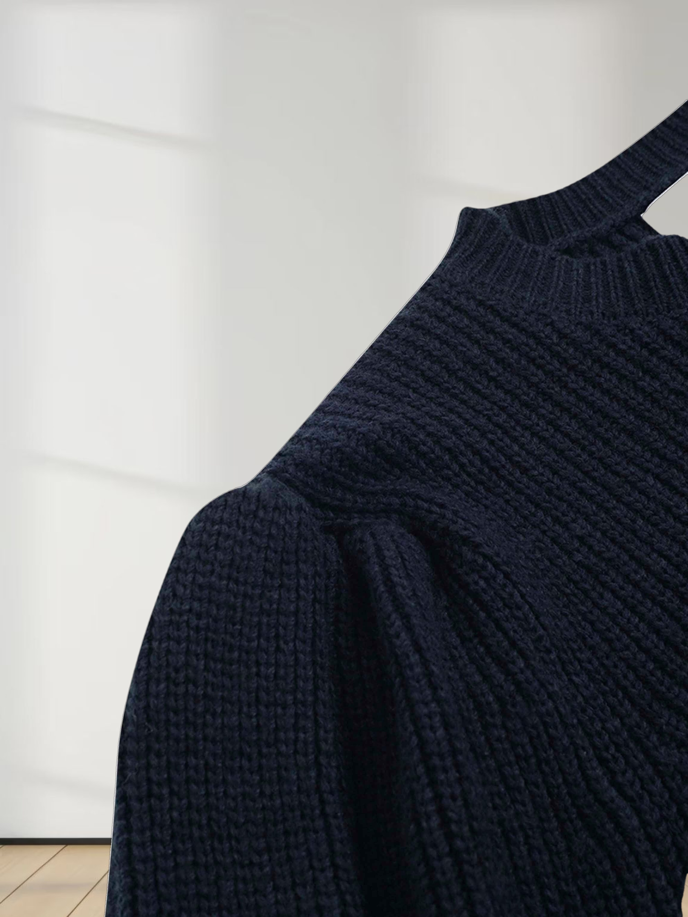 Puff Sleeve Sweater-Navy
