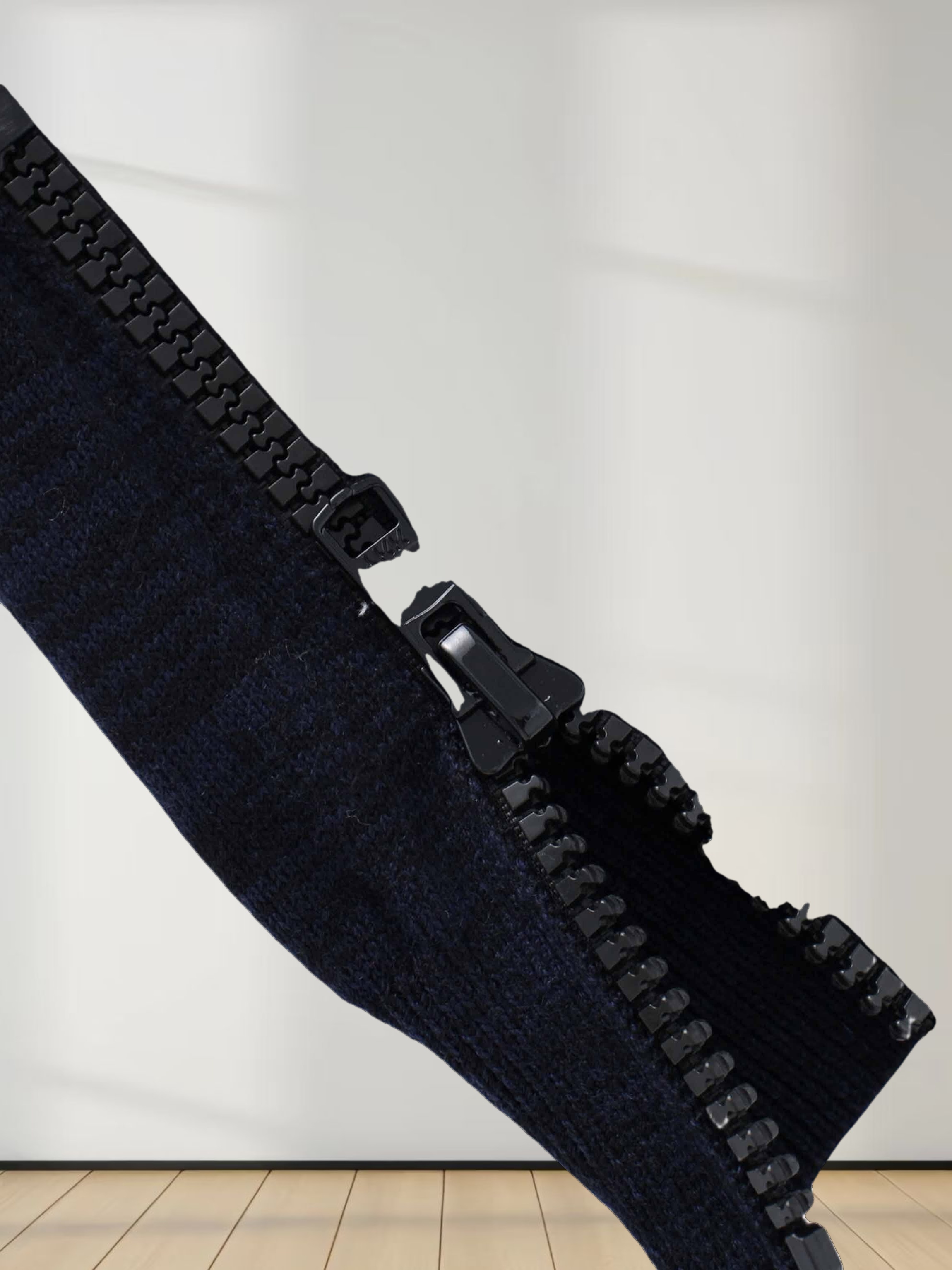 Side Zipper Sweater-Black/Blue