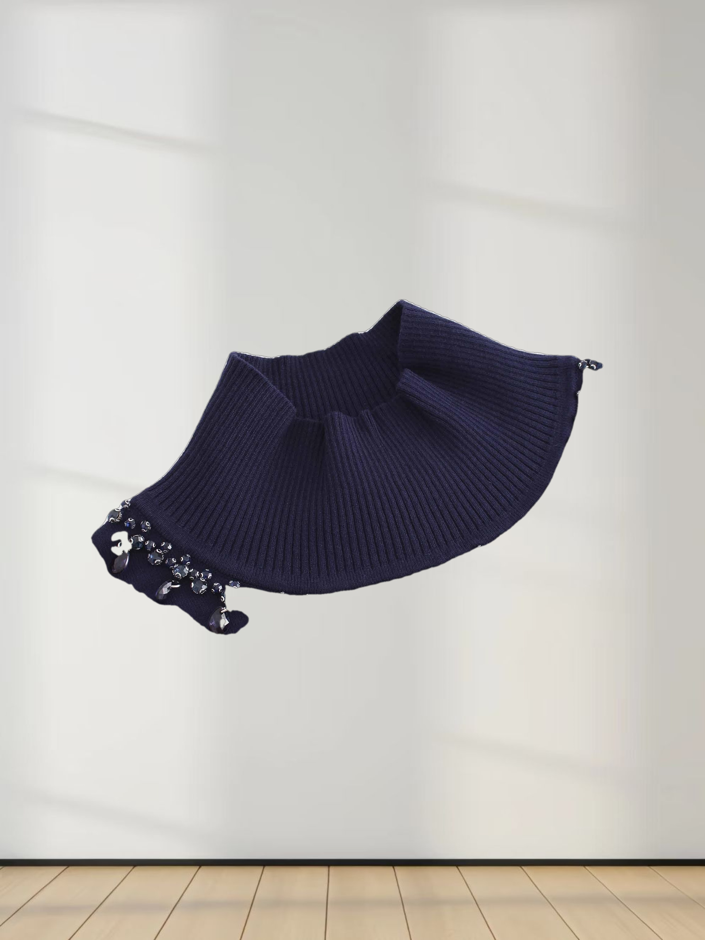 Beaded Turtleneck-Navy