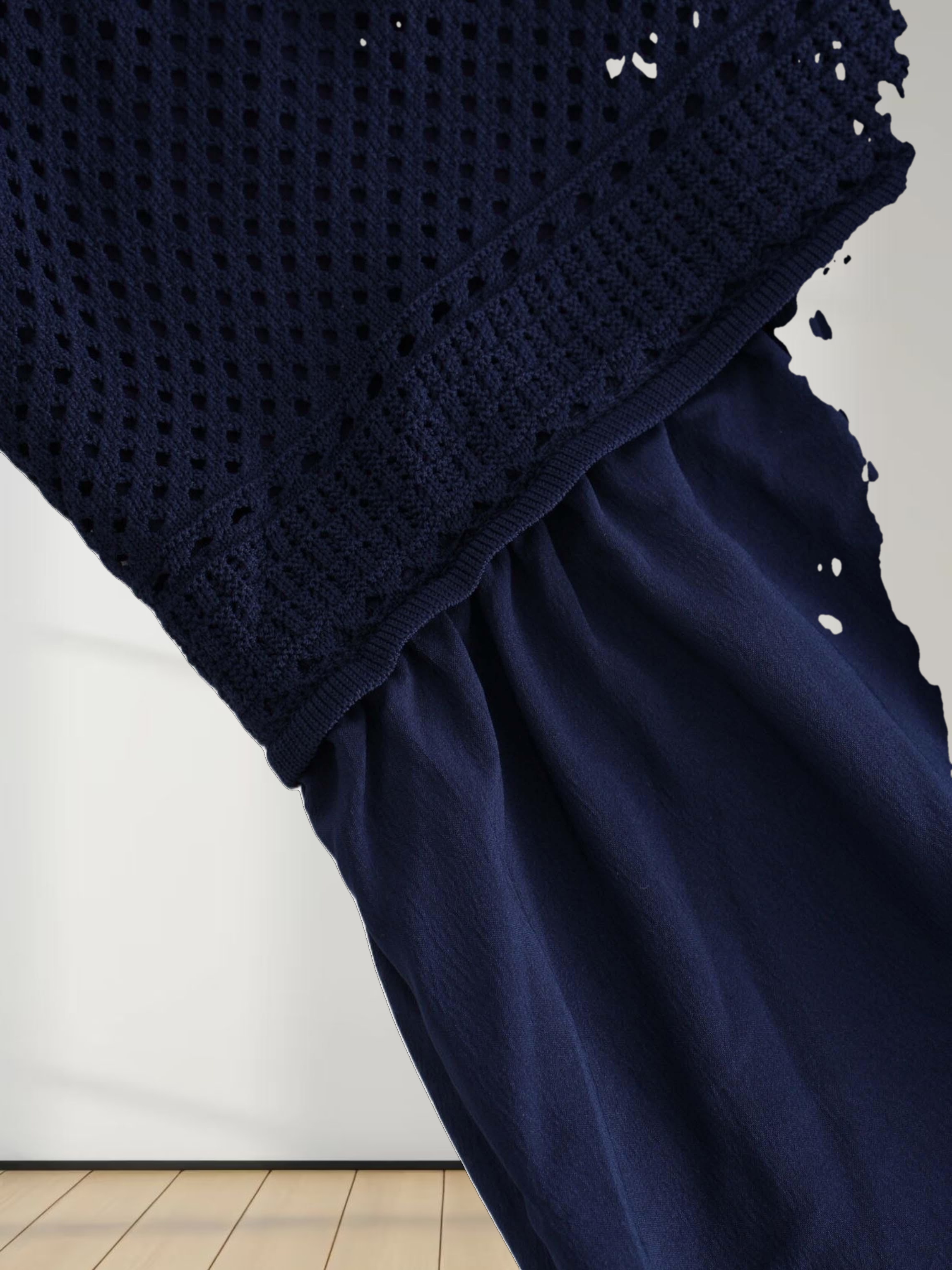 Crochet Top Dress-Navy