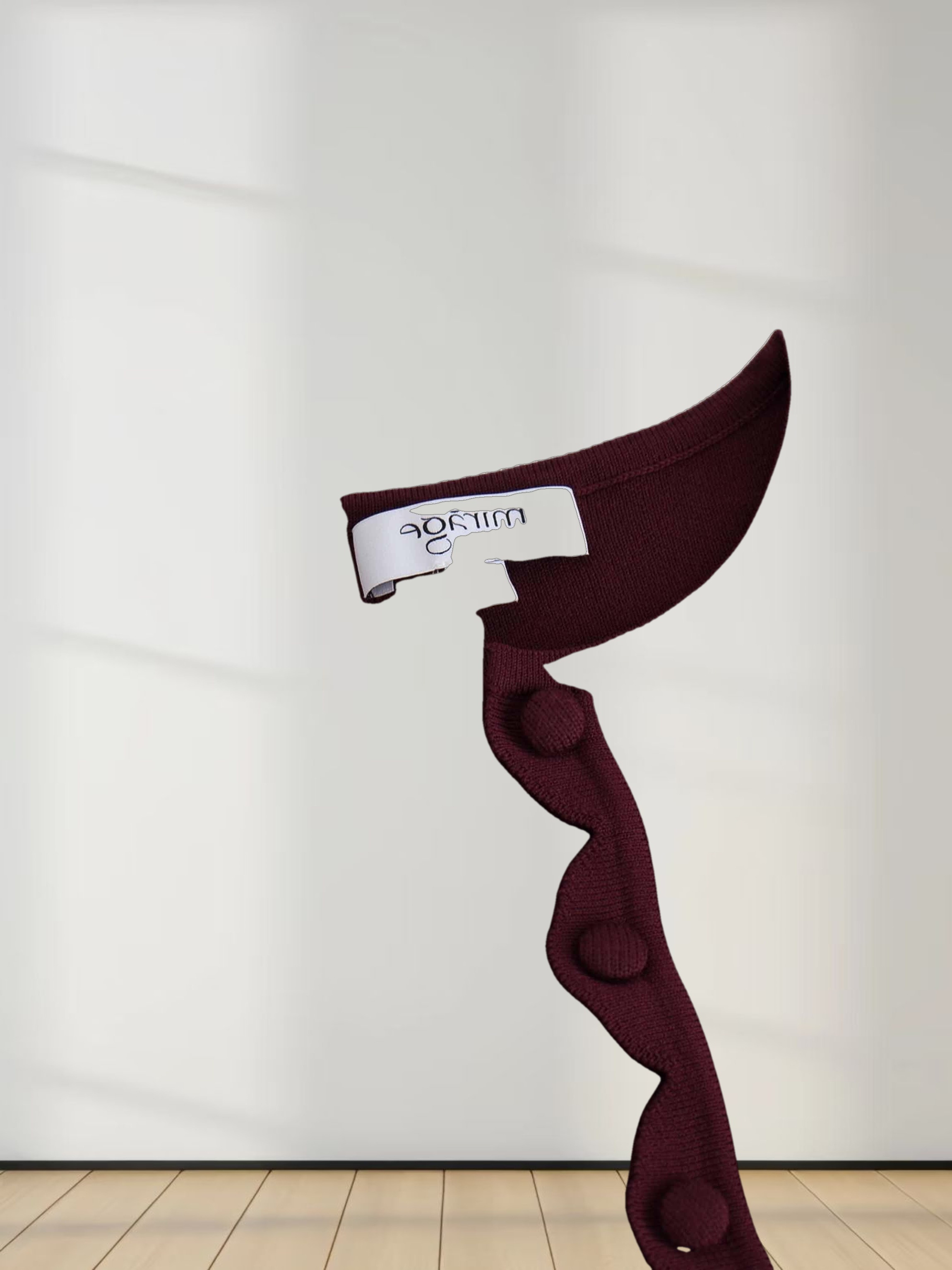 Scallop Edge Crew Cardigan SHORT-Wine