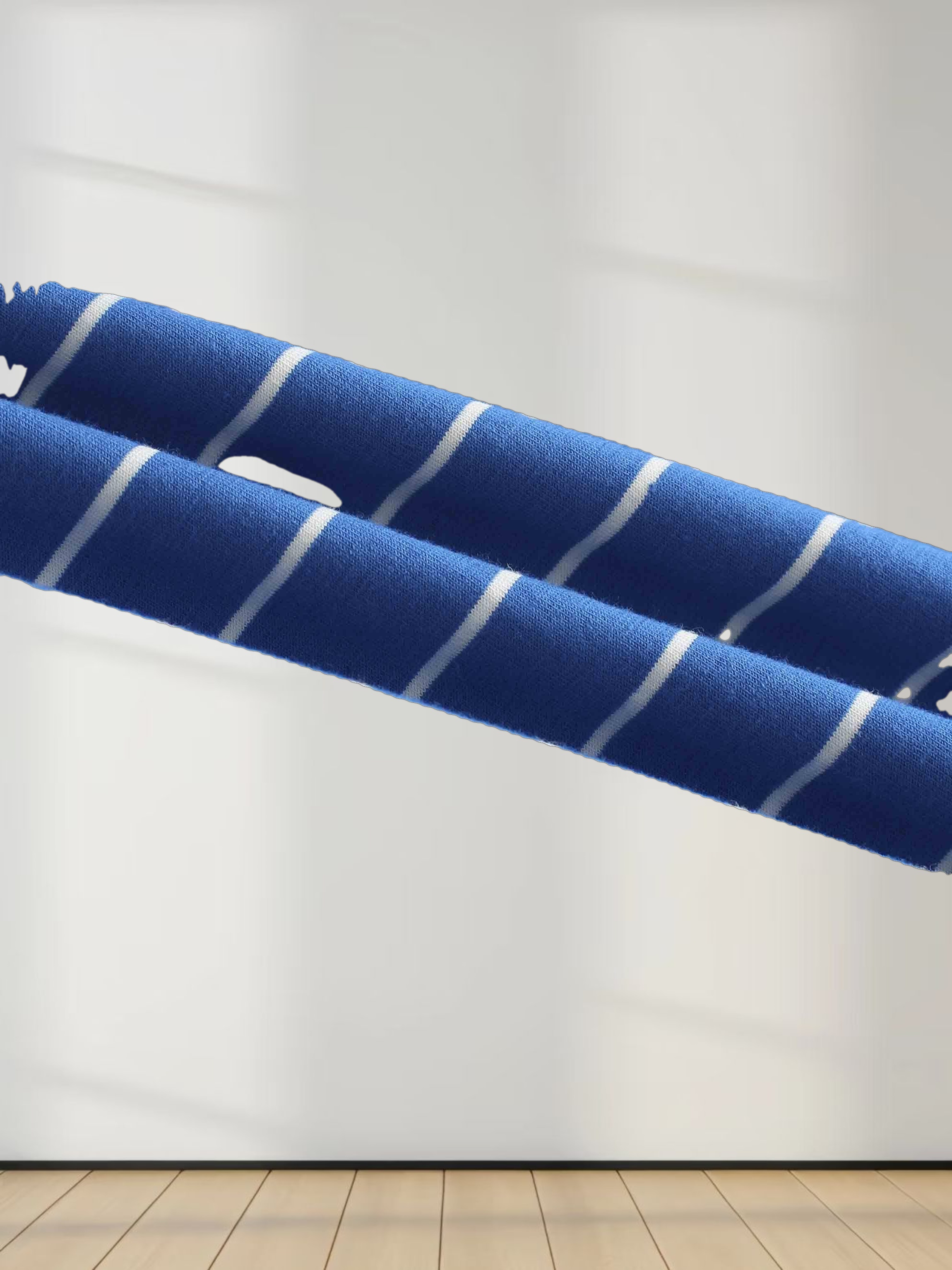 Striped Collar Snap Tee-Cobalt Blue/White