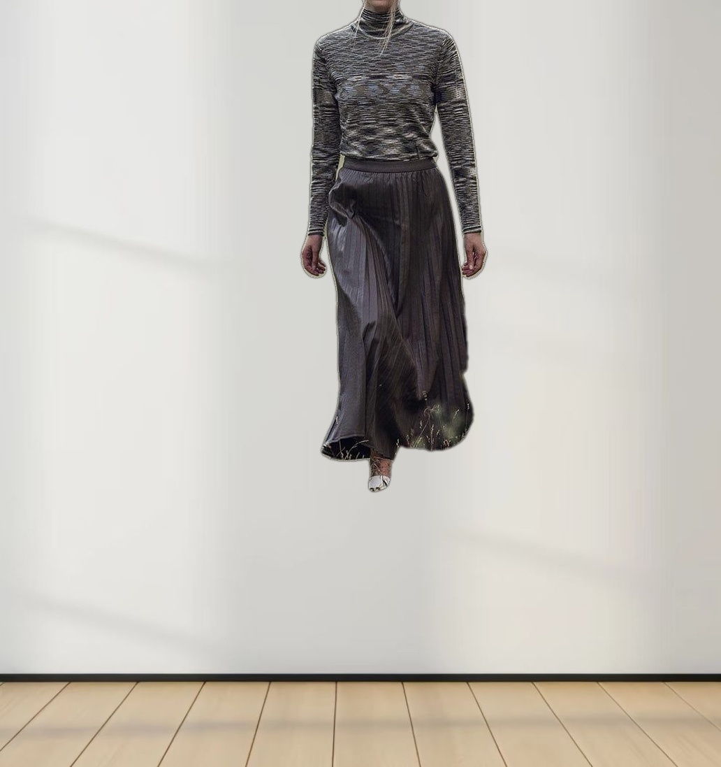 Accordion Pleated Faux Leather Skirt-Brown