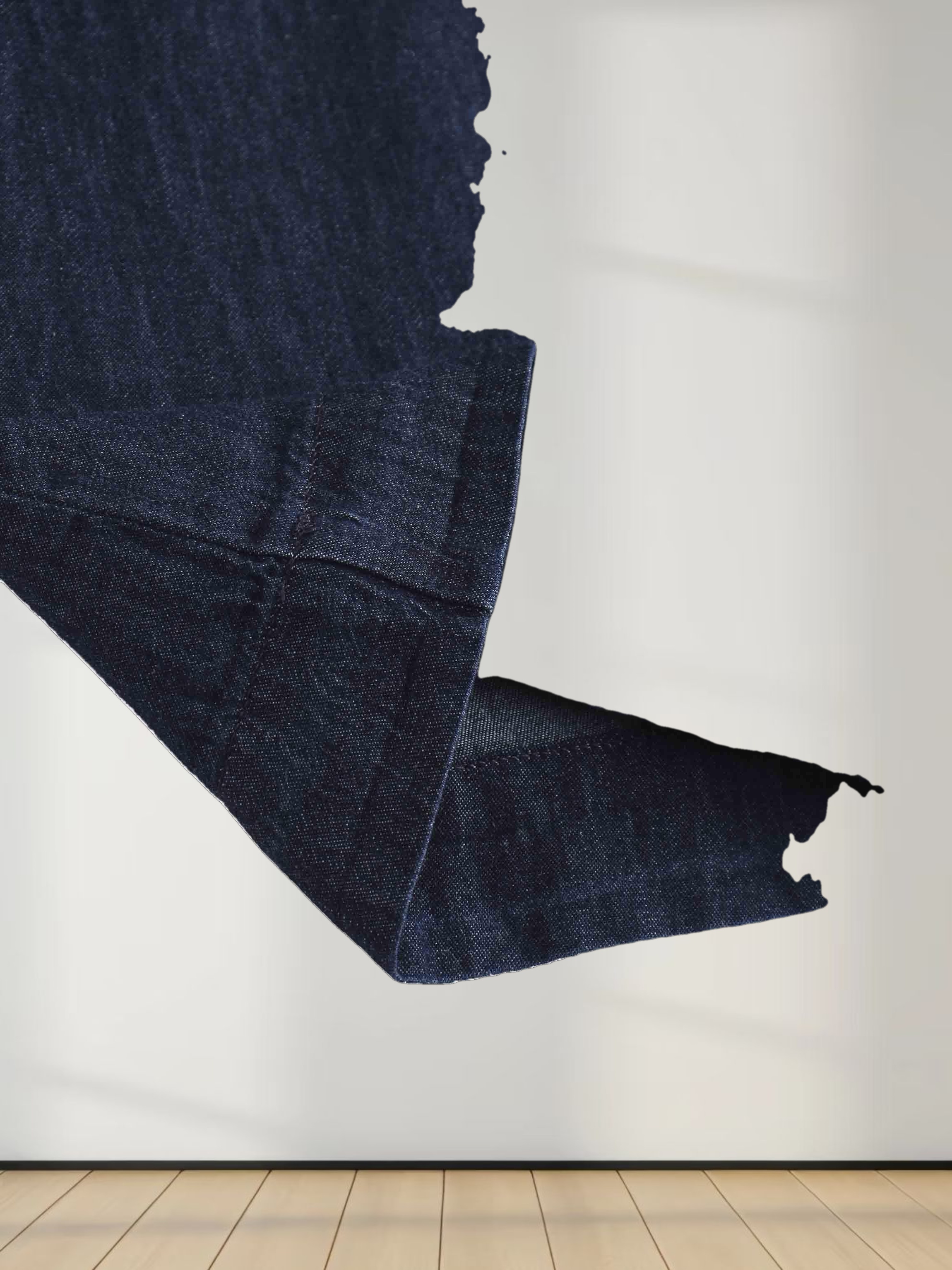 Side Inverted Pleat Denim Skirt-Dark Blue