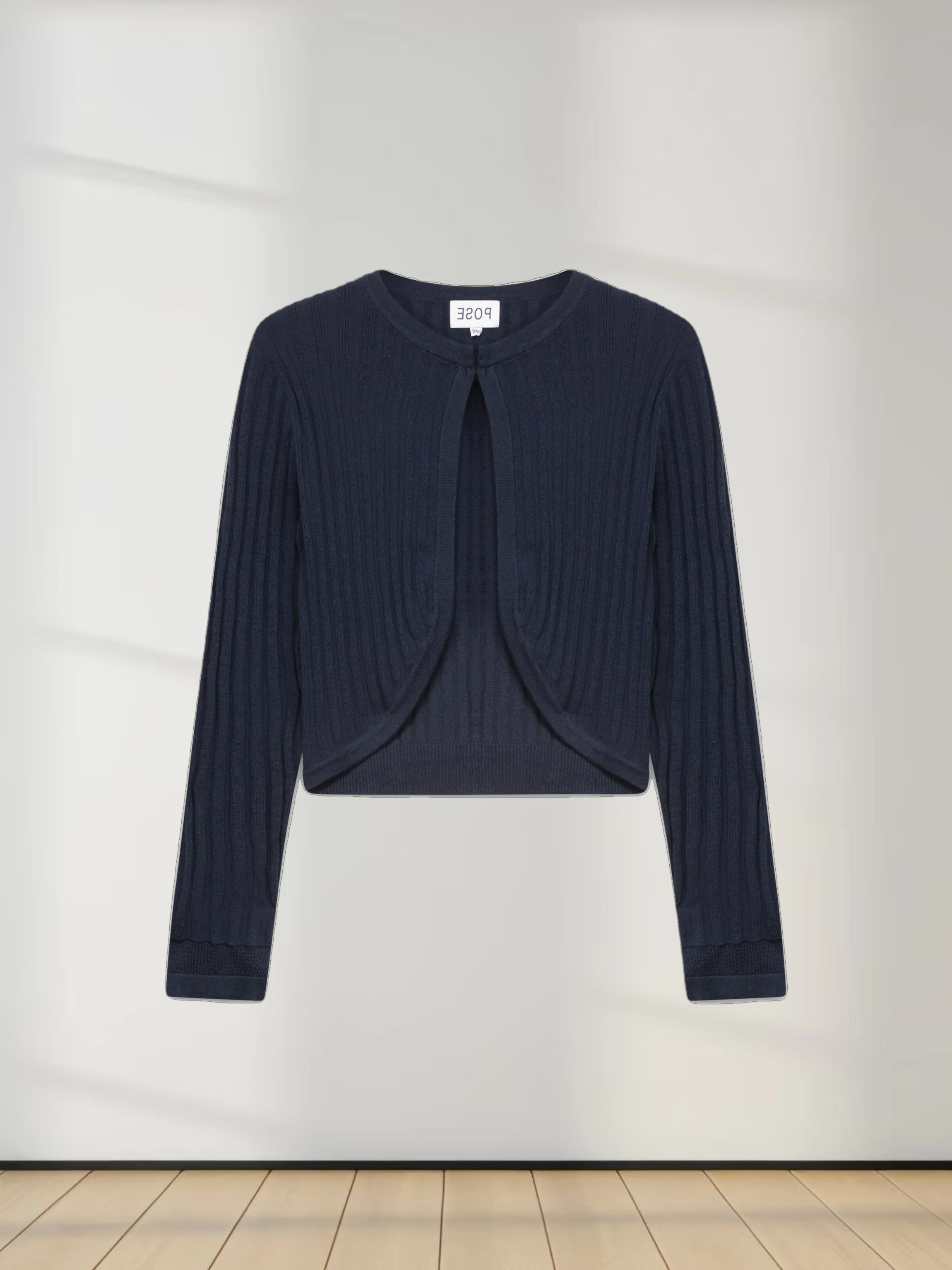 RIBBED SHRUG-NAVY