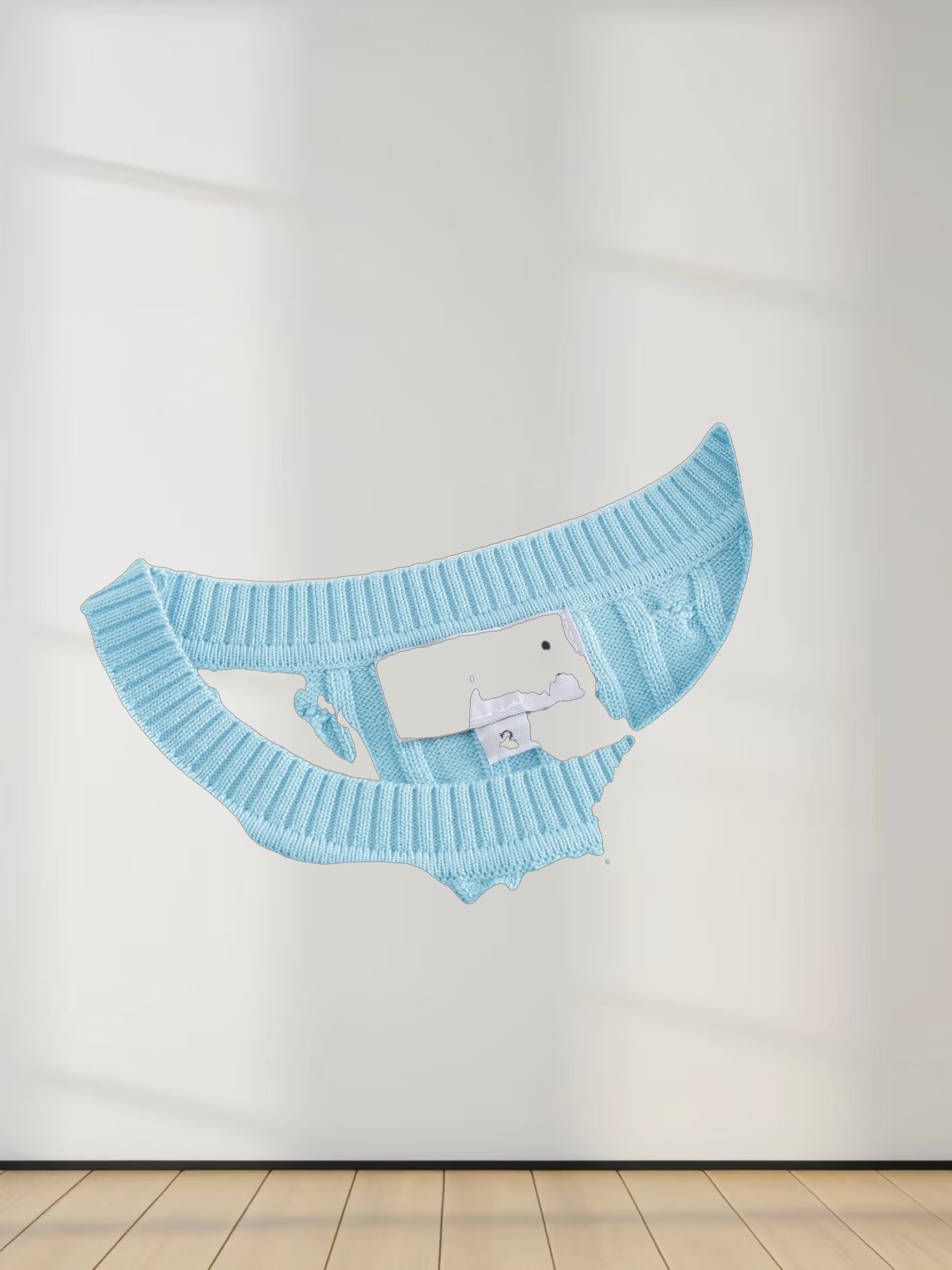 Knit Cable Sweater-Aqua Blue