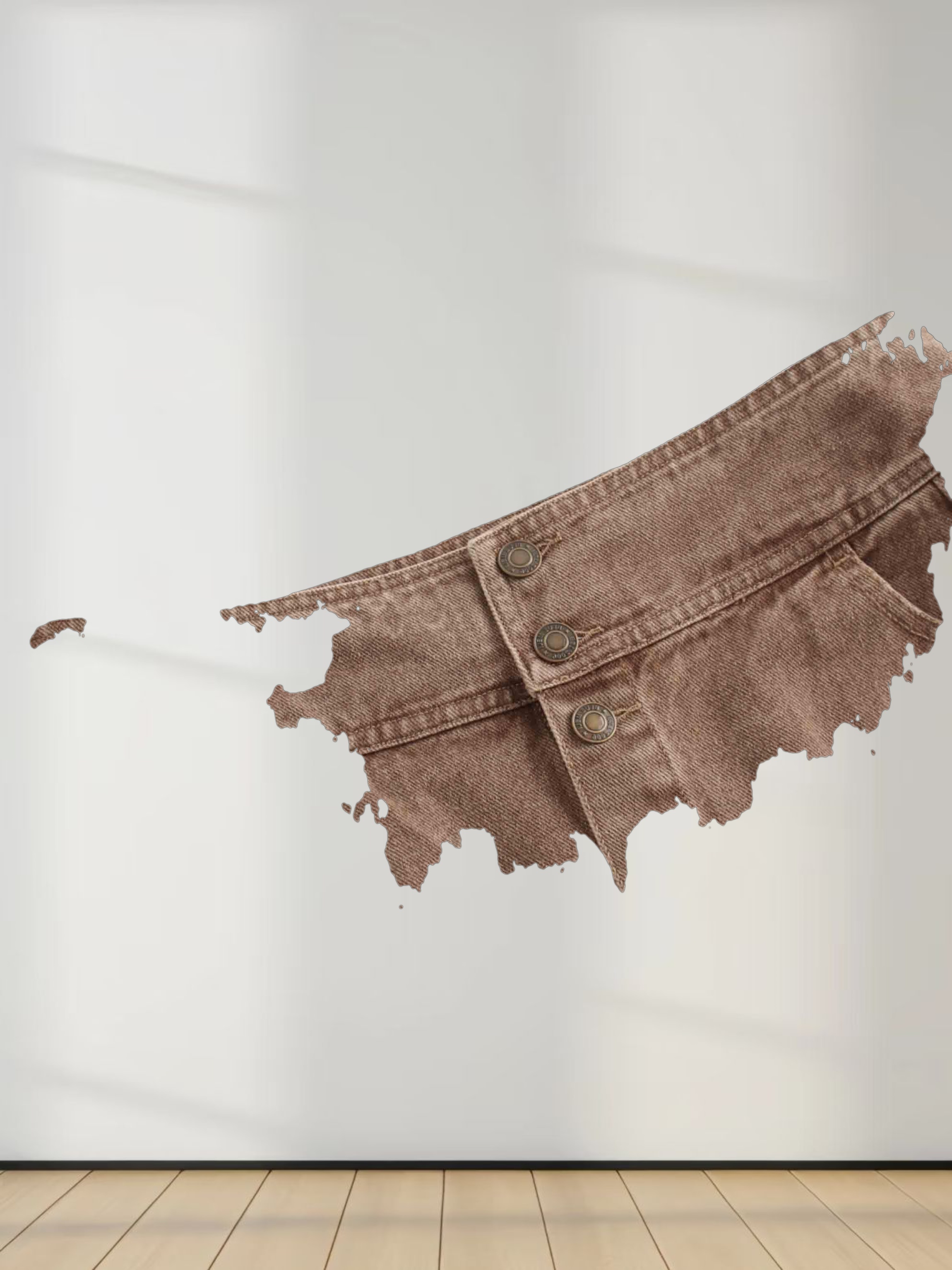 Button Down Denim Skirt-Brown