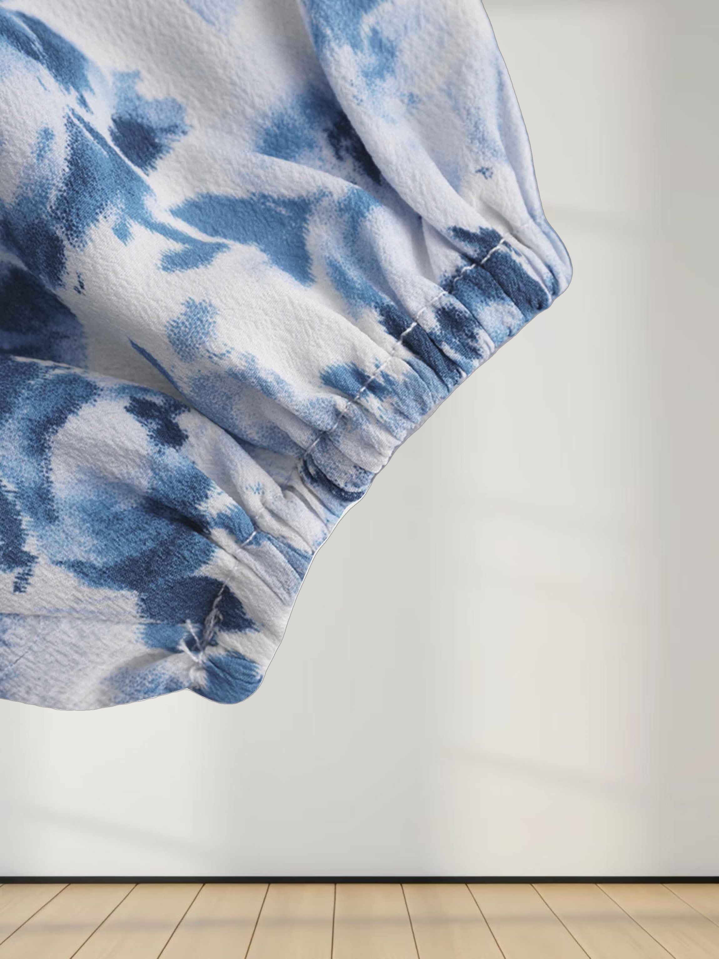 Tie Front Shirtdress-Light Blue Floral