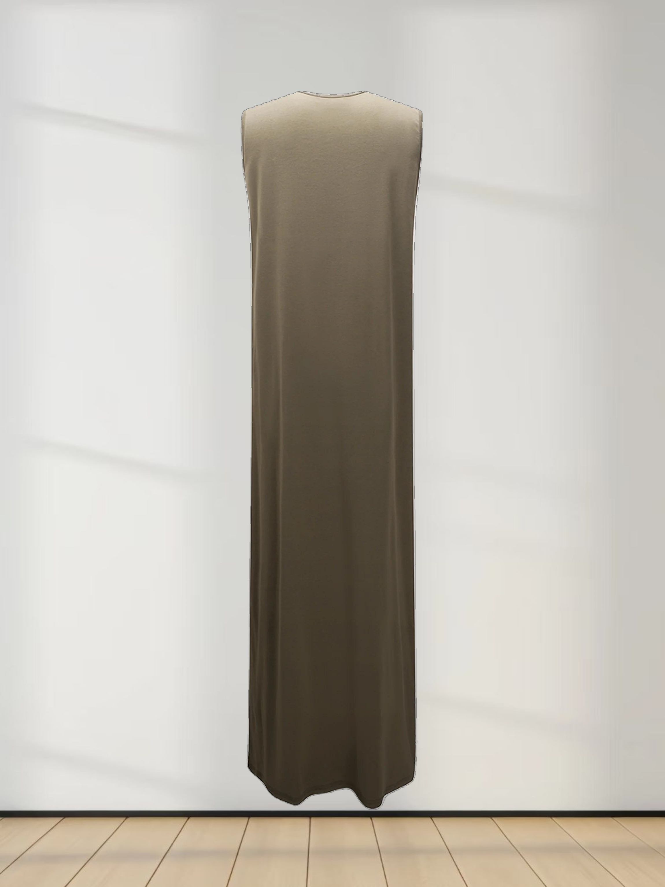 Basic T-Shirt Slip Dress-Olive